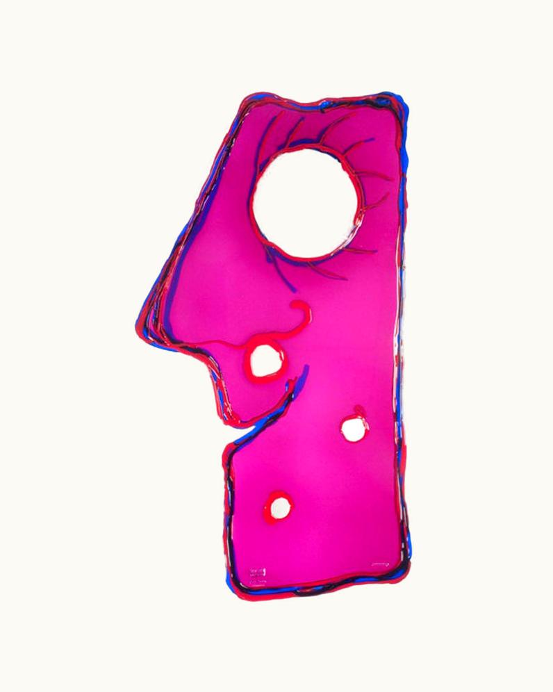 Gaetano Pesce Gaetano Pesce Look At Me Medium Mirror In Clear Fuchsia, Red And Blue By Gaetano Pesce