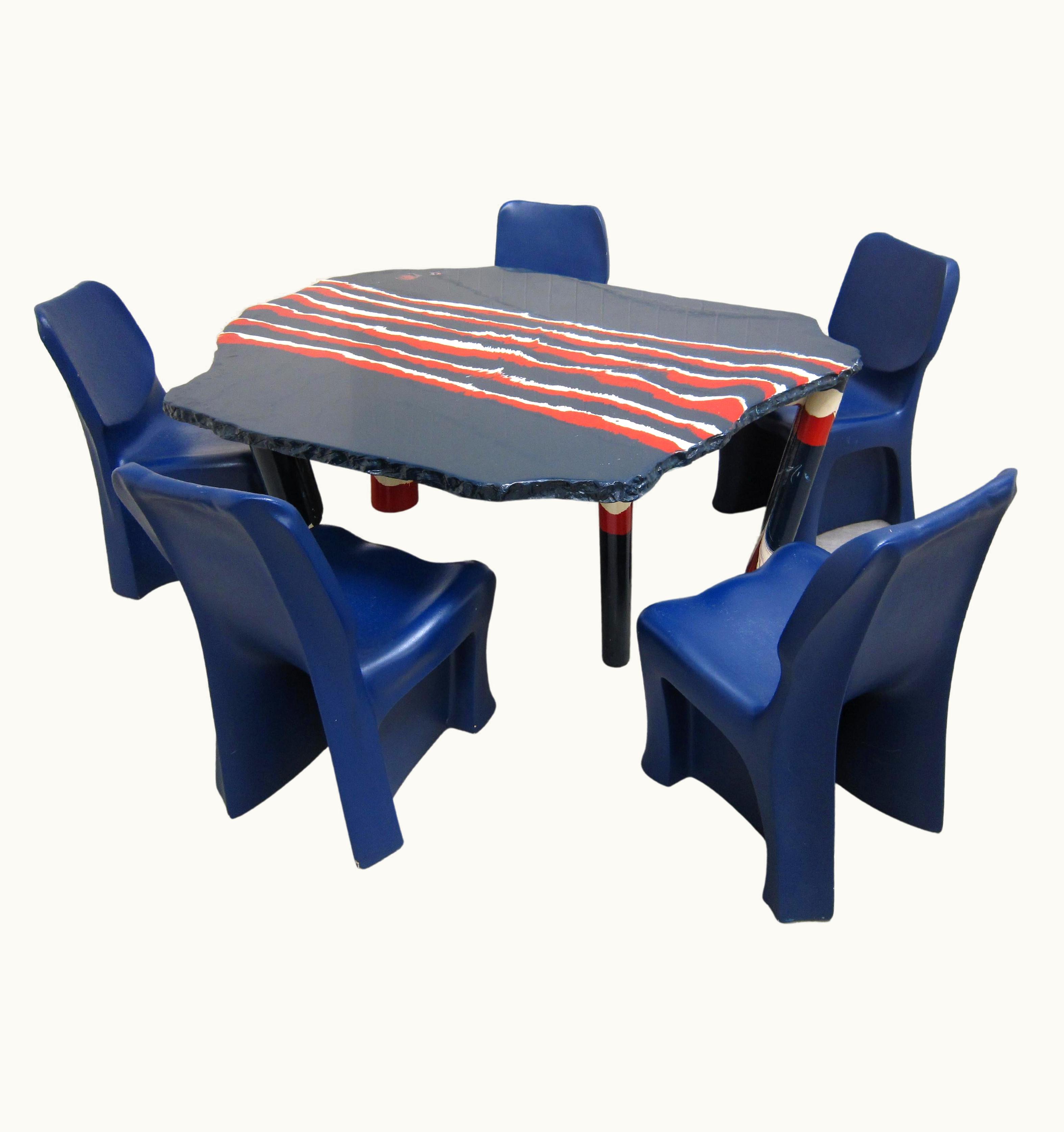 Gaetano Pesce Gaetano Pesce Very Rare Gaetano Pesce Dining Set, Sansone 1 Table & 6x Dalila Chairs Cassina