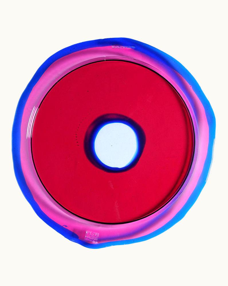 Gaetano Pesce Gaetano Pesce Try-Tray Medium Round Tray In Clear Fuchsia, Blue By Gaetano Pesce