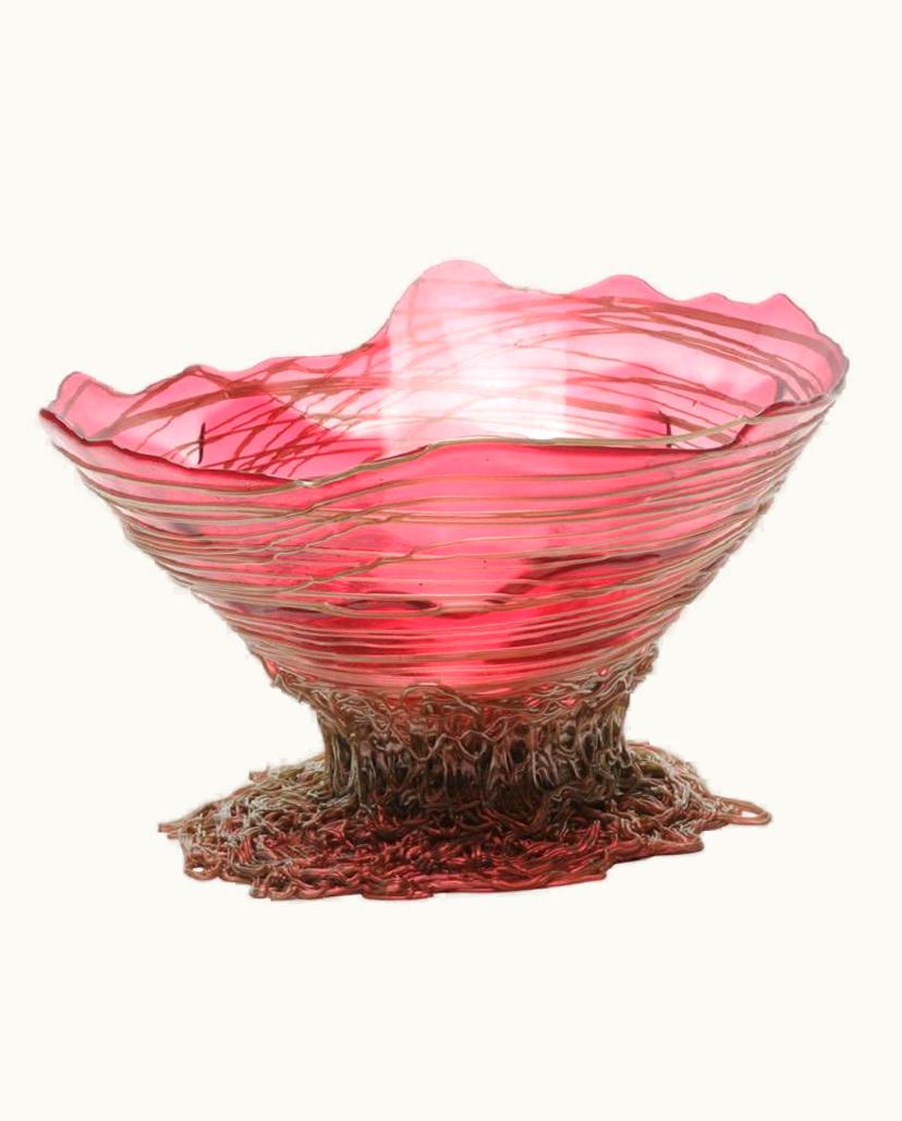 Gaetano Pesce Gaetano Pesce Ogiva Large Resin Basket In Clear Fuchsia And Bronze By Gaetano Pesce