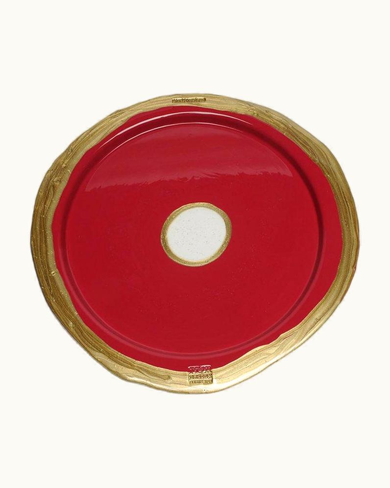 Gaetano Pesce Gaetano Pesce Try-Tray Small Round Tray In Matt Dark Fuchsia, Bronze By Gaetano Pesce