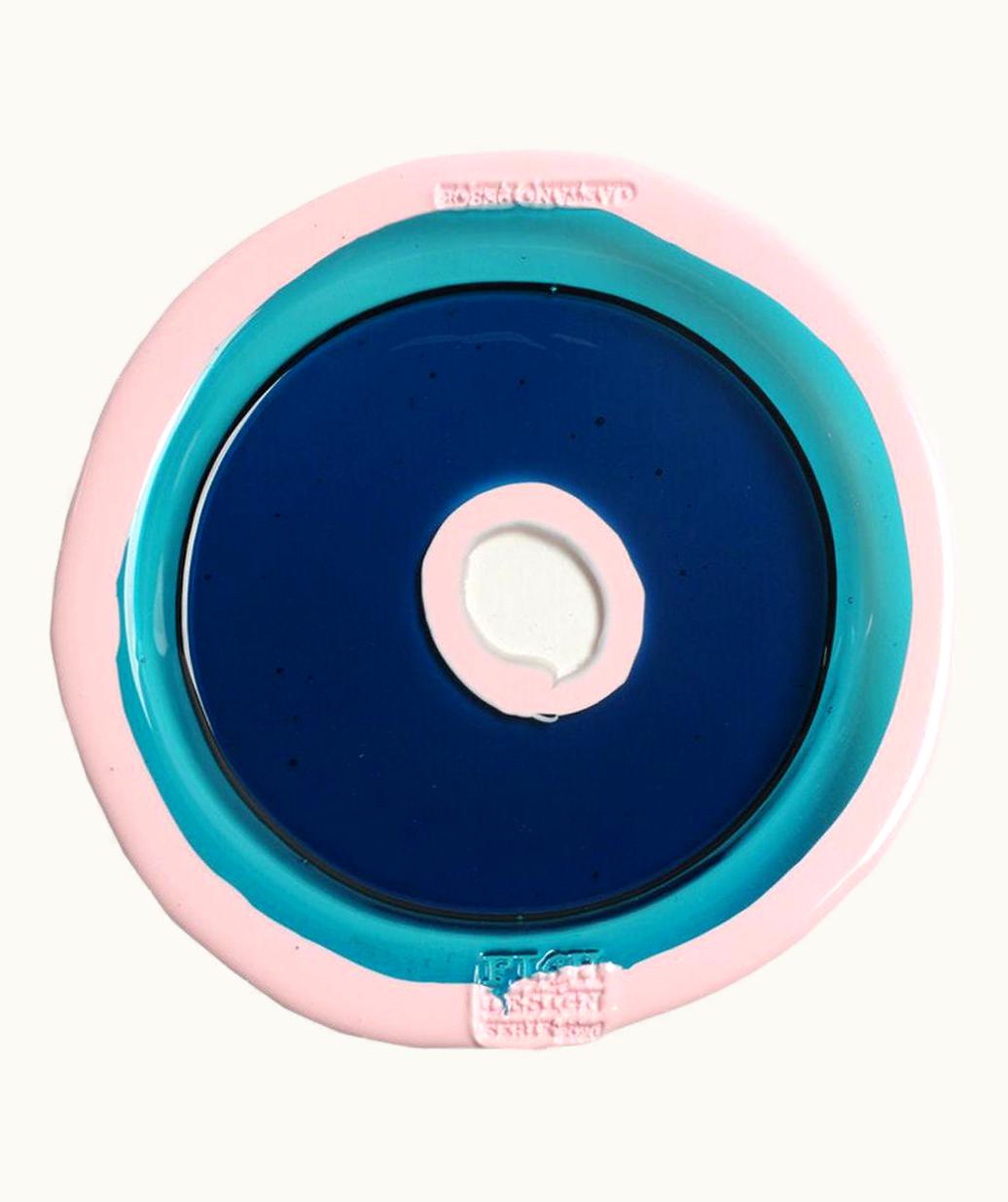 Gaetano Pesce Gaetano Pesce Try-Tray Large Round Tray In Clear Emerald And Matt Pink By Gaetano Pesce