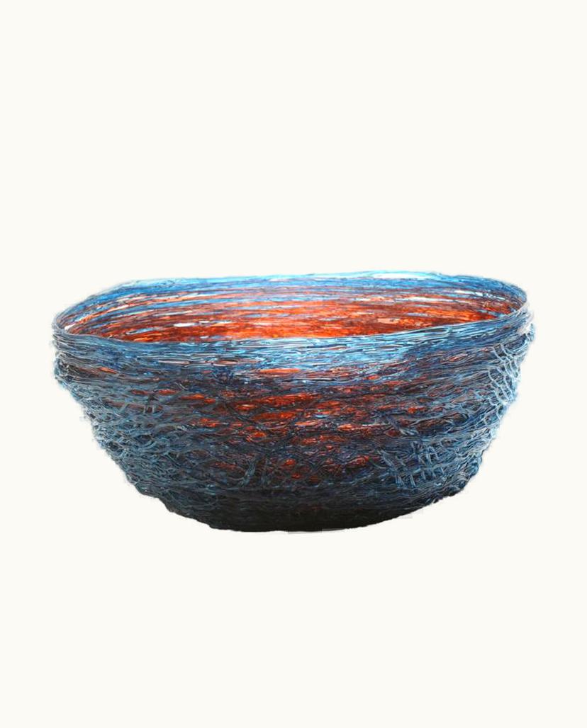 Gaetano Pesce Gaetano Pesce Tutti Frutti I Special Large Resin Basket In Blue And Dark Ruby By Gaetano Pesce