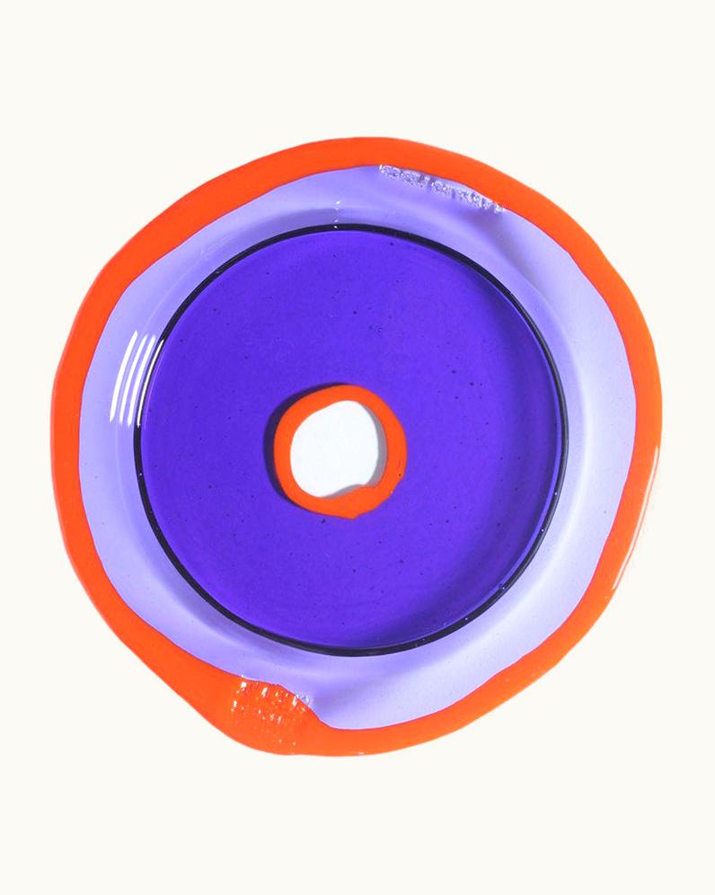 Gaetano Pesce Gaetano Pesce Try-Tray Medium Round Tray In Clear Purple, Matt Orange By Gaetano Pesce