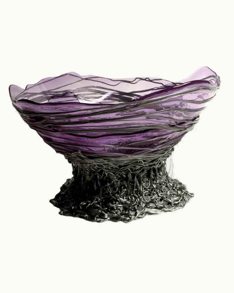 Gaetano Pesce Gaetano Pesce Ogiva XL Resin Basket In Clear Lilac And Silver By Gaetano Pesce