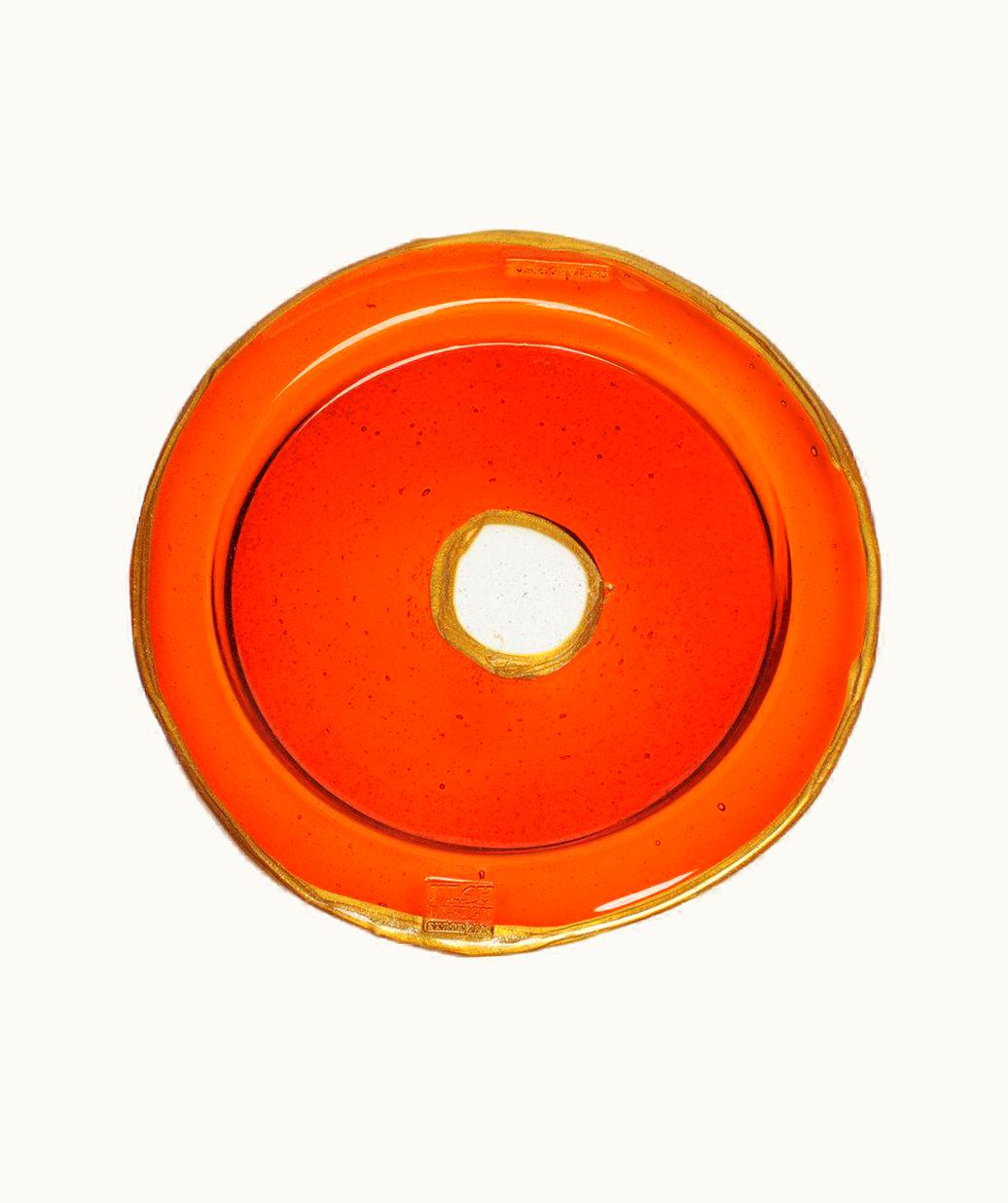 Gaetano Pesce Gaetano Pesce Try Medium Round Tray In Clear Orange, Gold By Gaetano Pesce