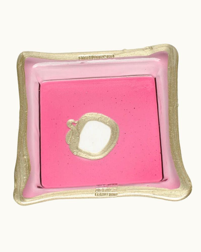 Gaetano Pesce Gaetano Pesce Try-Tray Medium Square Tray In Clear Fuchsia Pink, Bronze By Gaetano Pesce