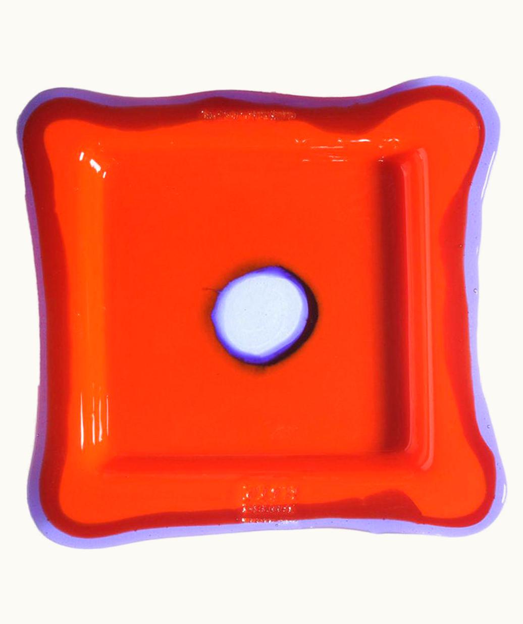 Gaetano Pesce Gaetano Pesce Try-Tray Large Square Tray In Matt Orange, Clear Purple By Gaetano Pesce