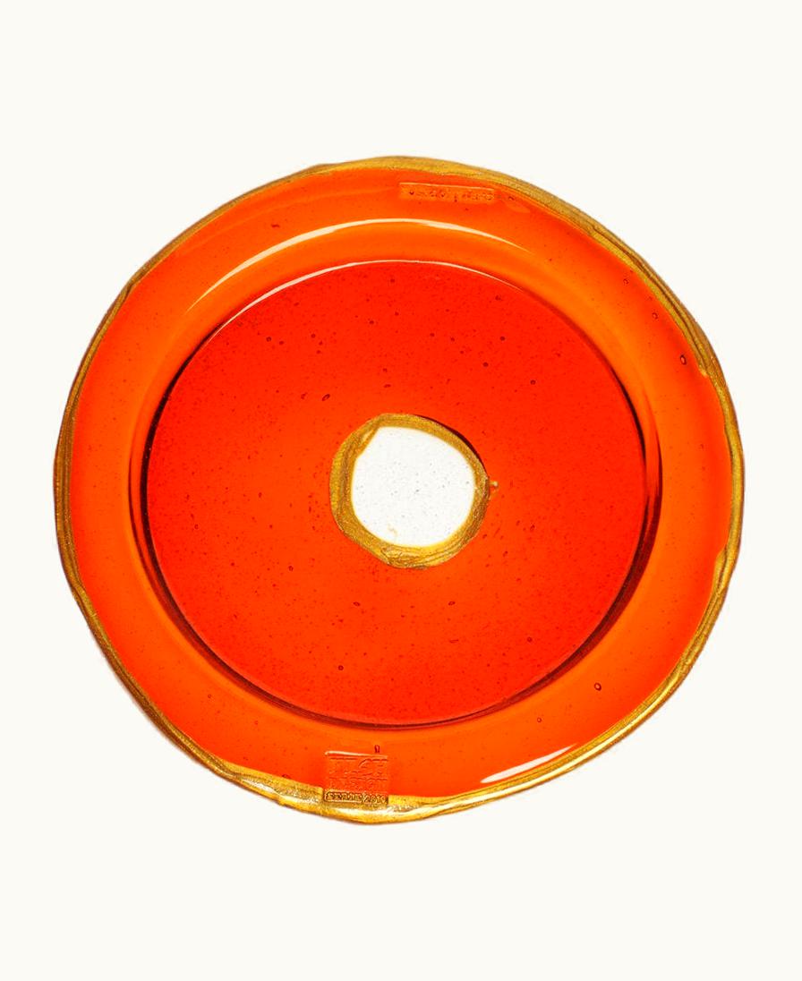 Gaetano Pesce Gaetano Pesce Try-Tray Large Round Tray In Clear Orange, Gold By Gaetano Pesce