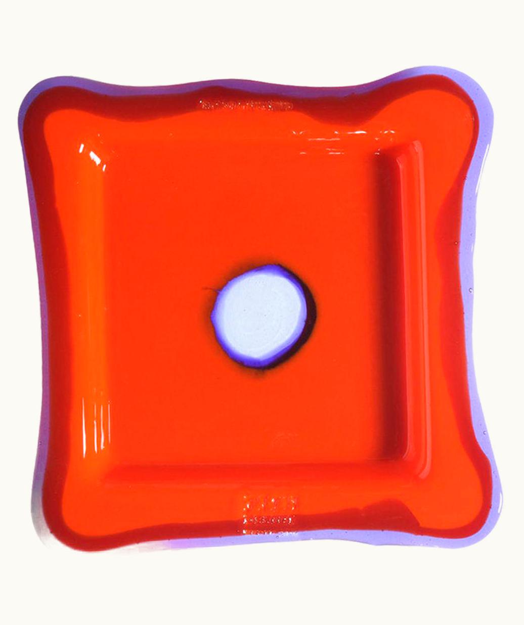 Gaetano Pesce Gaetano Pesce Try-Tray Medium Square Tray In Matt Orange, Clear Purple By Gaetano Pesce