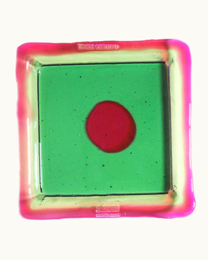Gaetano Pesce Gaetano Pesce Try-Tray Large Square Tray In Clear Emerald, Fuchsia By Gaetano Pesce
