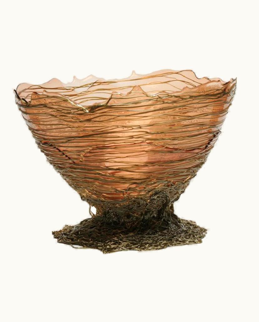 Gaetano Pesce Gaetano Pesce Ogiva XL Resin Basket In Clear Pink And Bronze By Gaetano Pesce