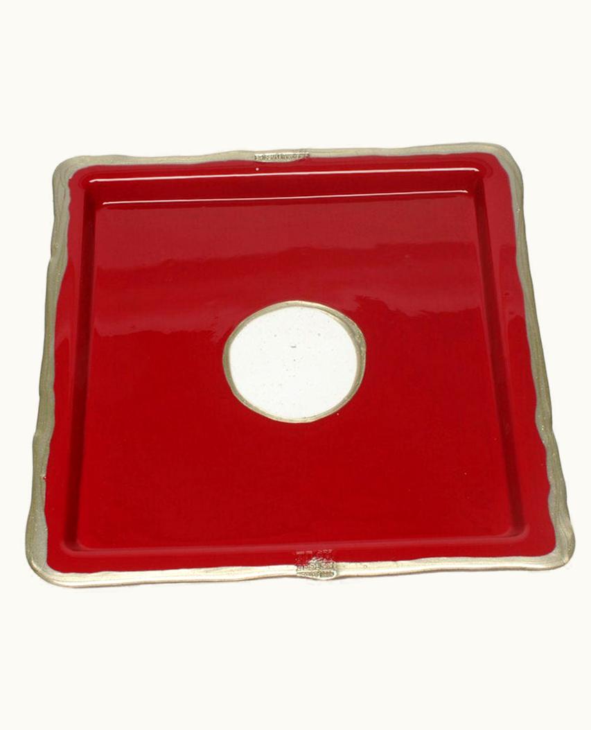 Gaetano Pesce Gaetano Pesce Try-Tray Small Square Tray In Matt Cherry And Bronze By Gaetano Pesce