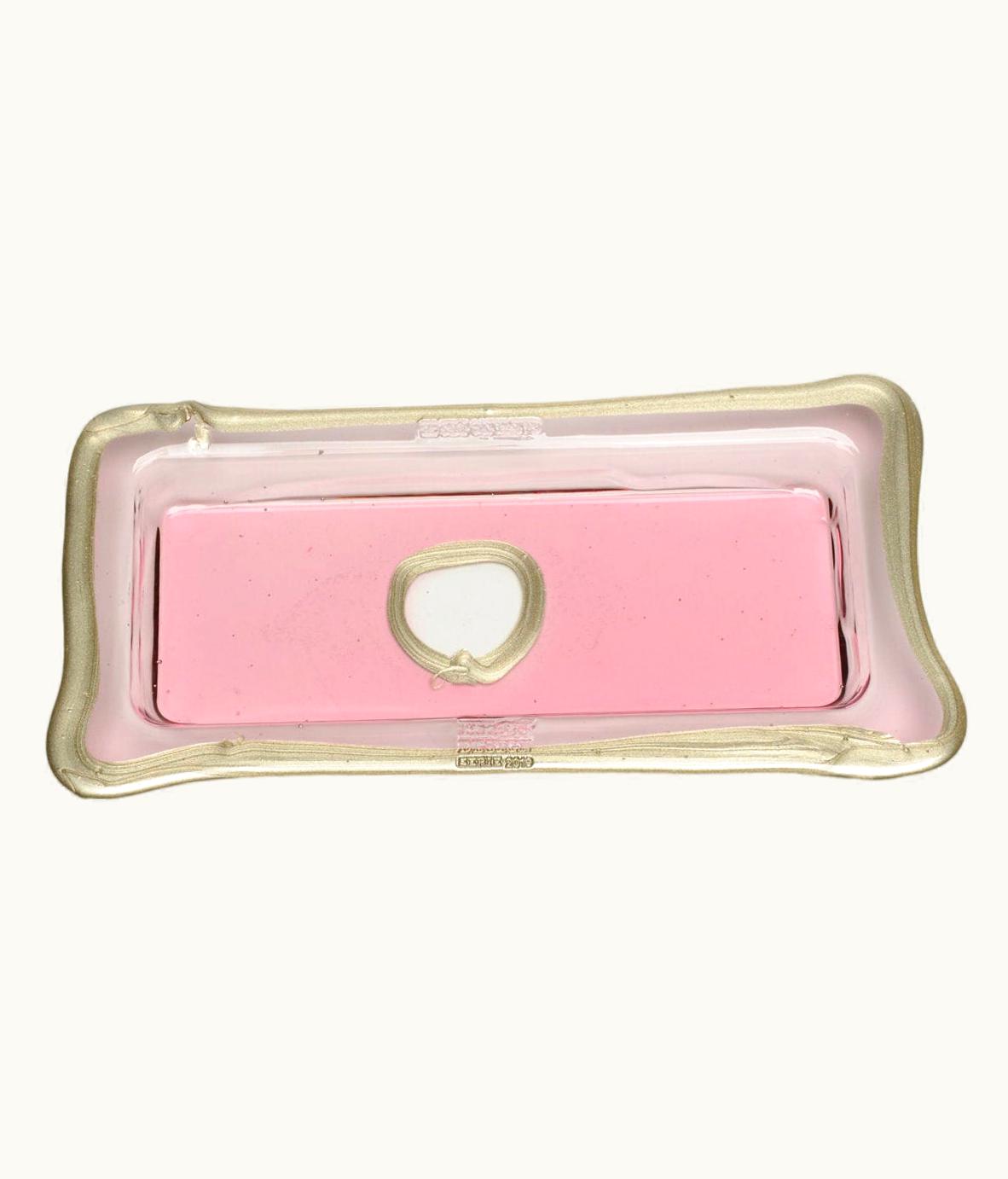 Gaetano Pesce Gaetano Pesce Try-Tray Large Rectangular Tray In Clear Pink, Matt Bronze By Gaetano Pesce