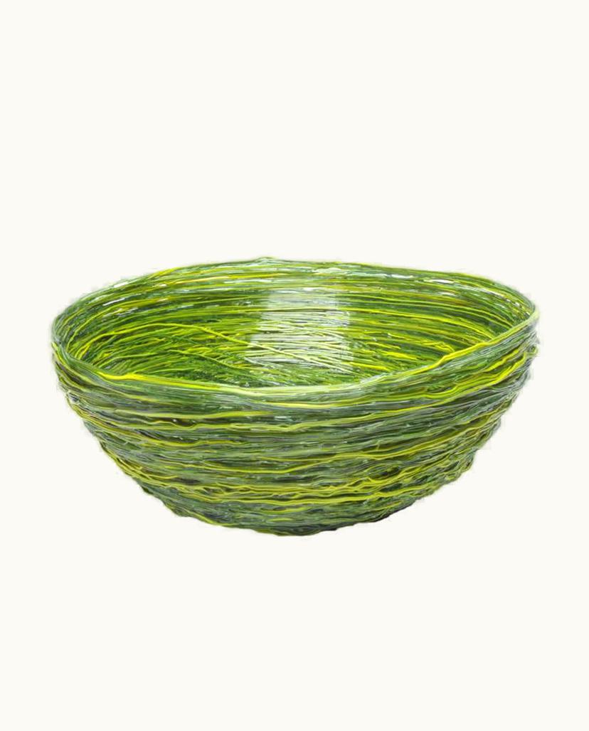 Gaetano Pesce Gaetano Pesce Tutti Frutti I Medium Resin Basket In Matt Green And Yellow By Gaetano Pesce