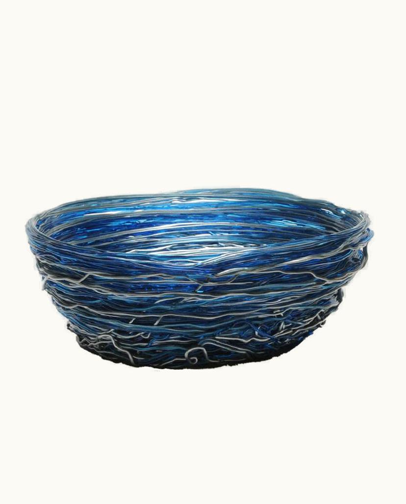 Gaetano Pesce Tutti Frutti I Medium Resin Basket In Clear Blue And Silver By Gaetano Pesce