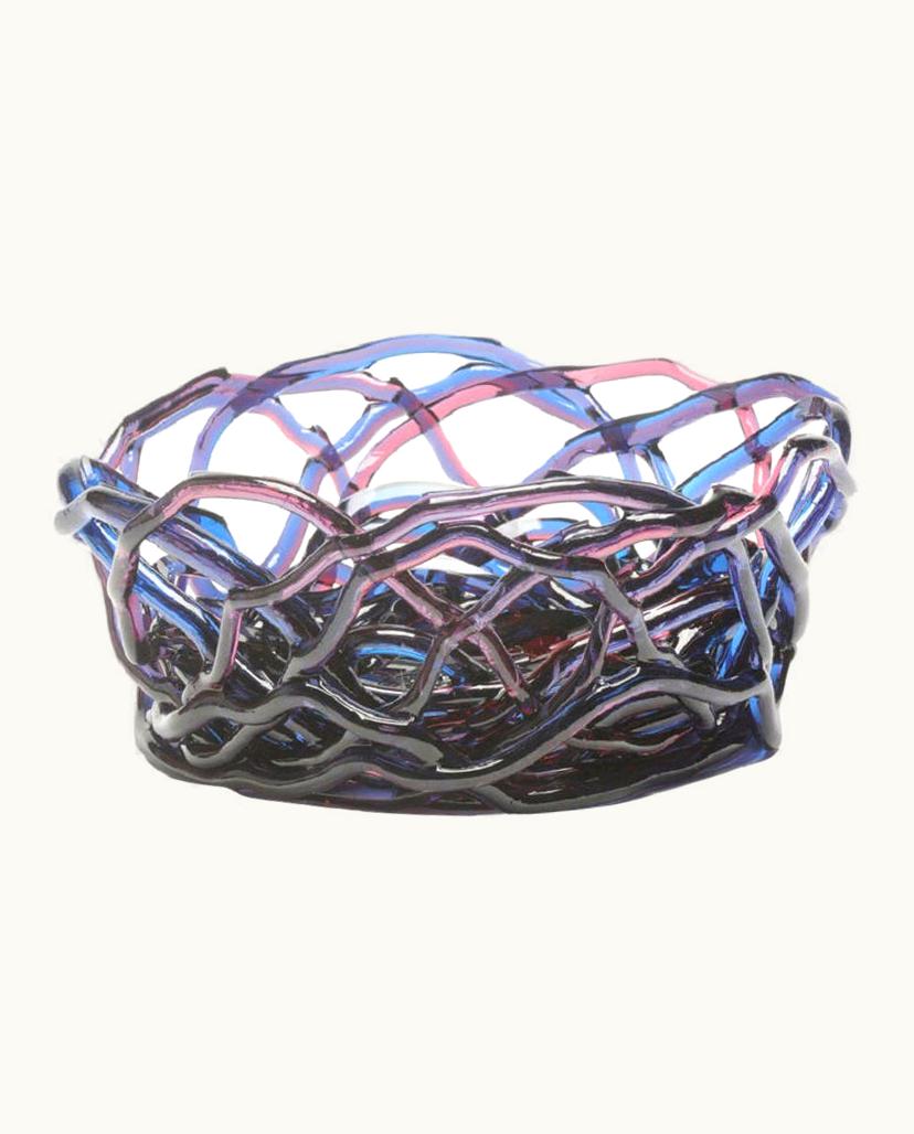 Gaetano Pesce Tutti Frutti II XXL Resin Basket In Clear Blue And Fuchsia By Gaetano Pesce