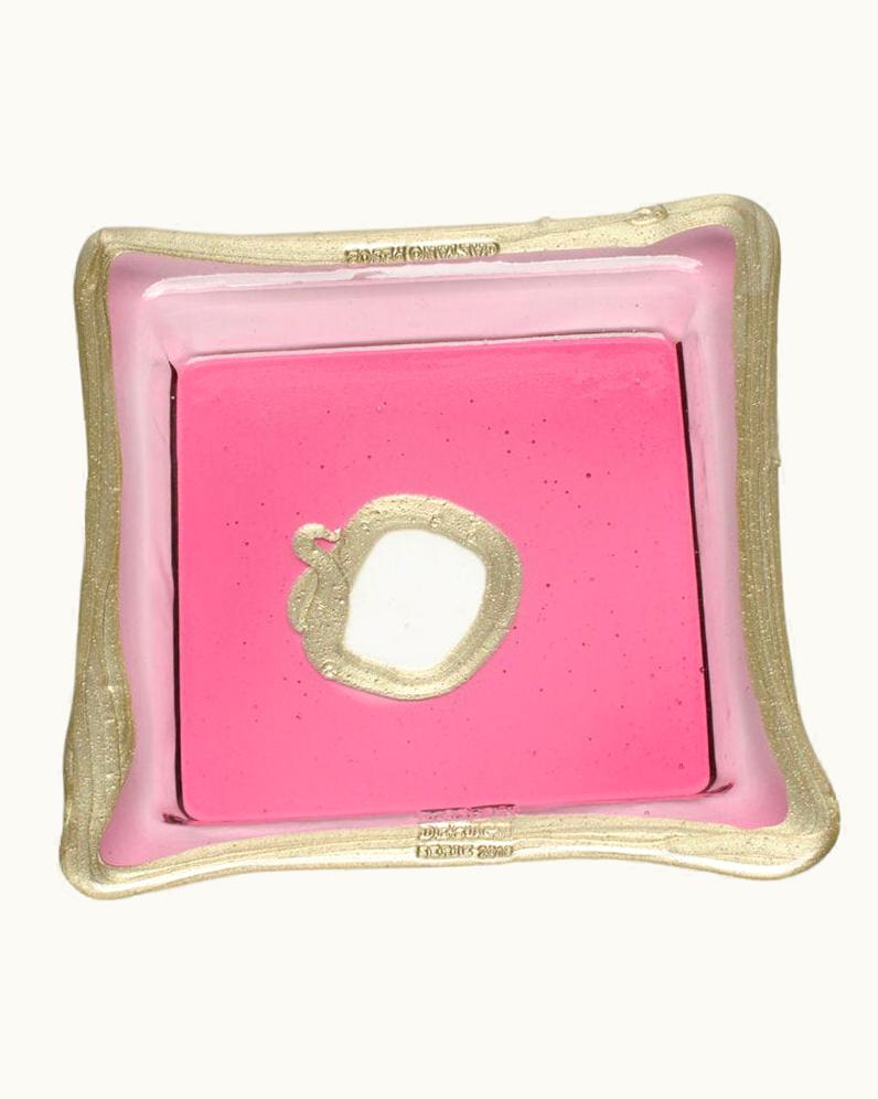 Gaetano Pesce Gaetano Pesce Try-Tray Large Square Tray In Clear Fuchsia Pink, Bronze By Gaetano Pesce