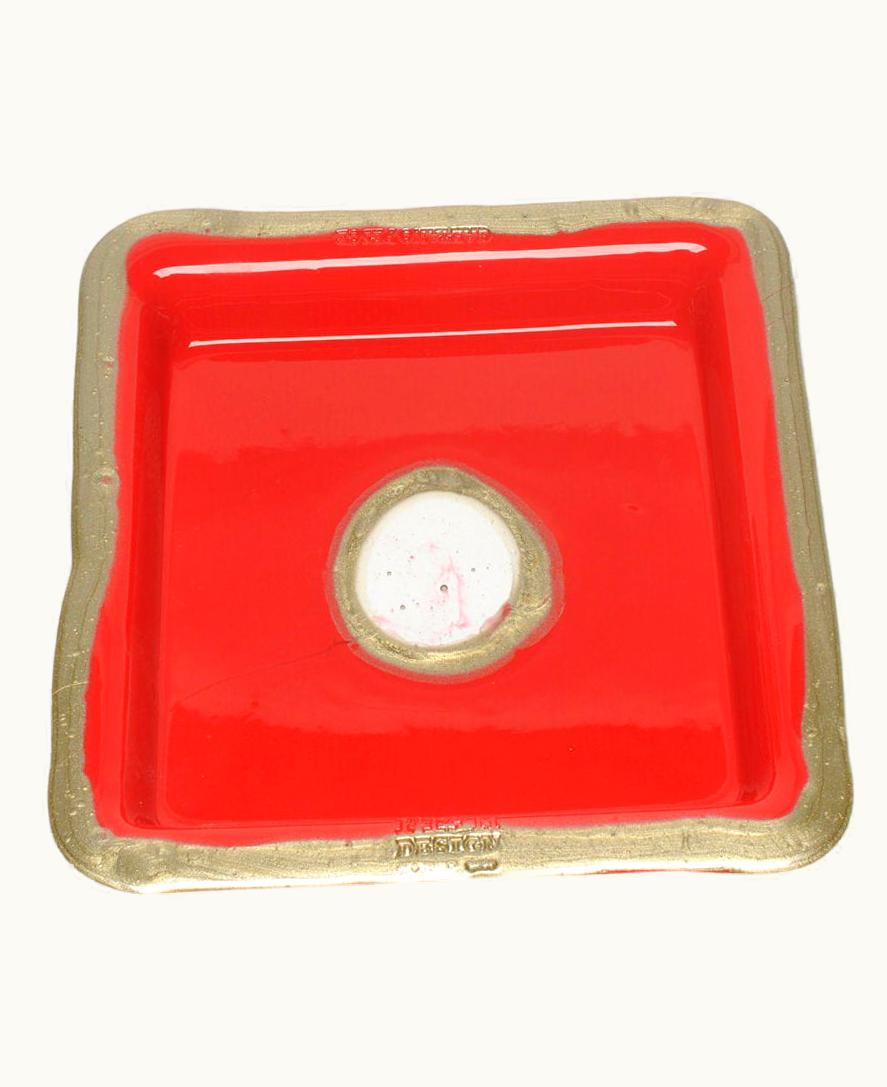 Gaetano Pesce Try-Tray Medium Square Tray In Matt Red, Bronze By Gaetano Pesce