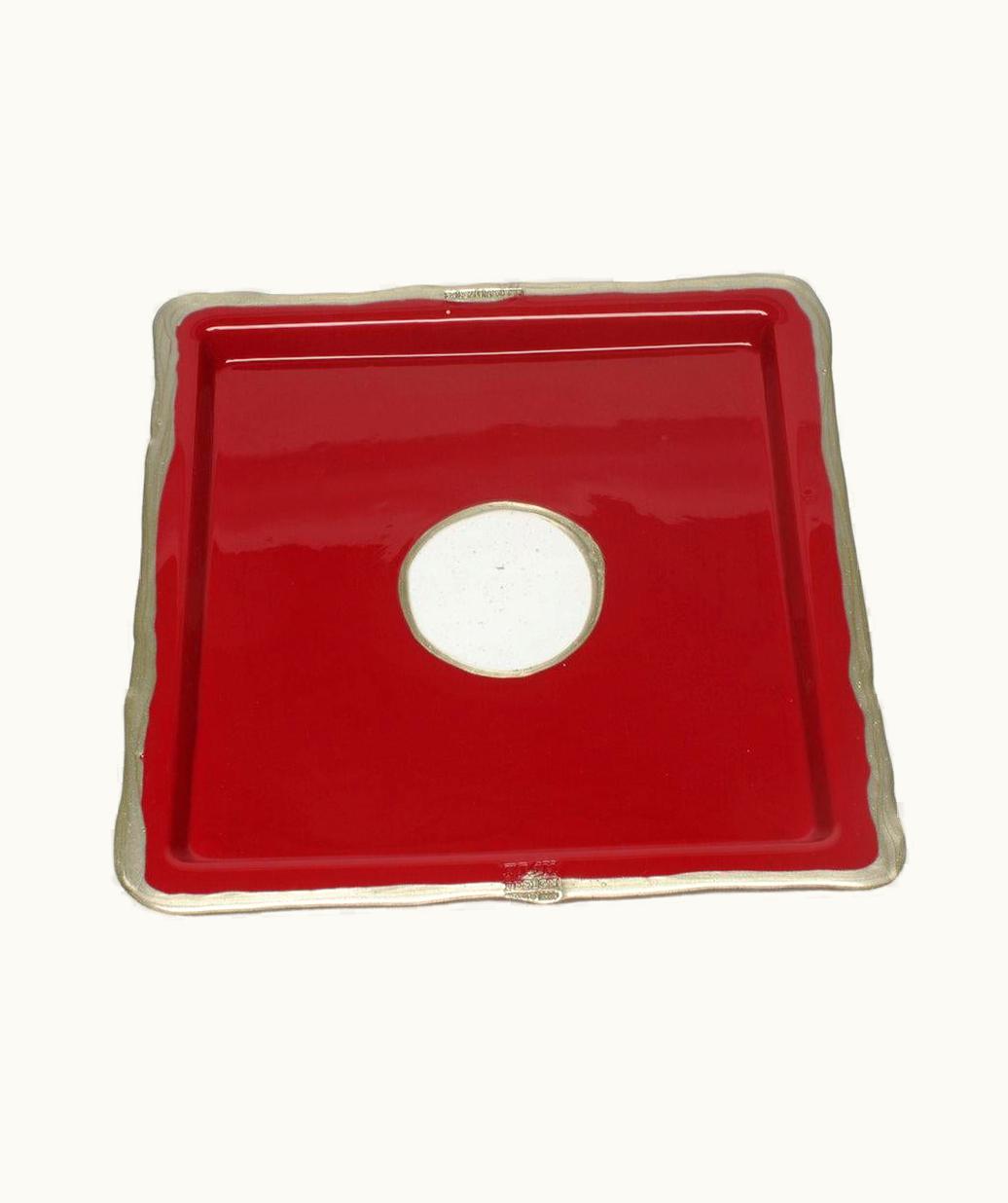Gaetano Pesce Try-Tray Large Square Tray In Matt Cherry And Bronze By Gaetano Pesce
