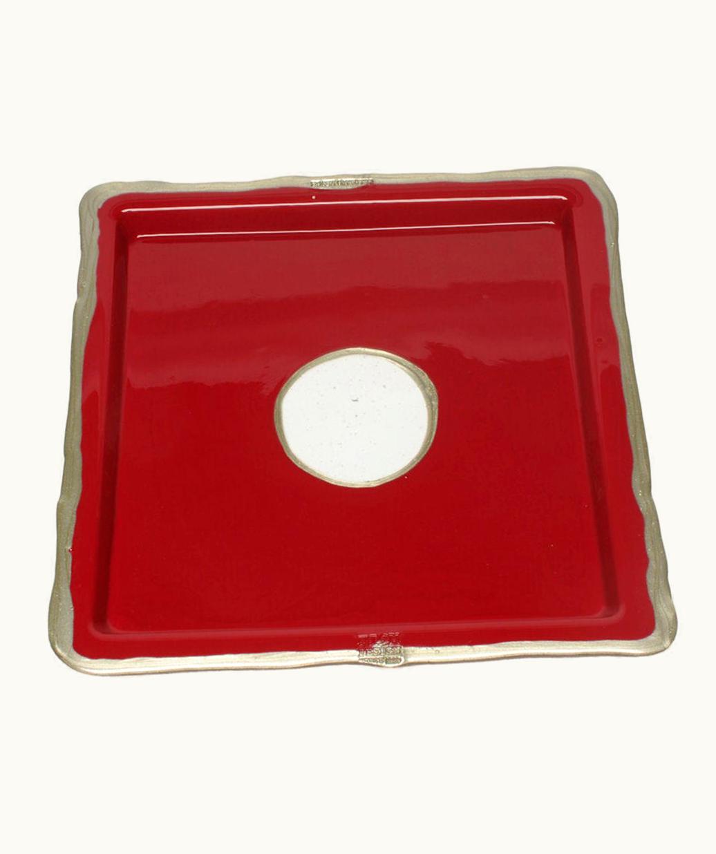 Gaetano Pesce Gaetano Pesce Try-Tray Medium Square Tray In Matt Cherry And Bronze By Gaetano Pesce