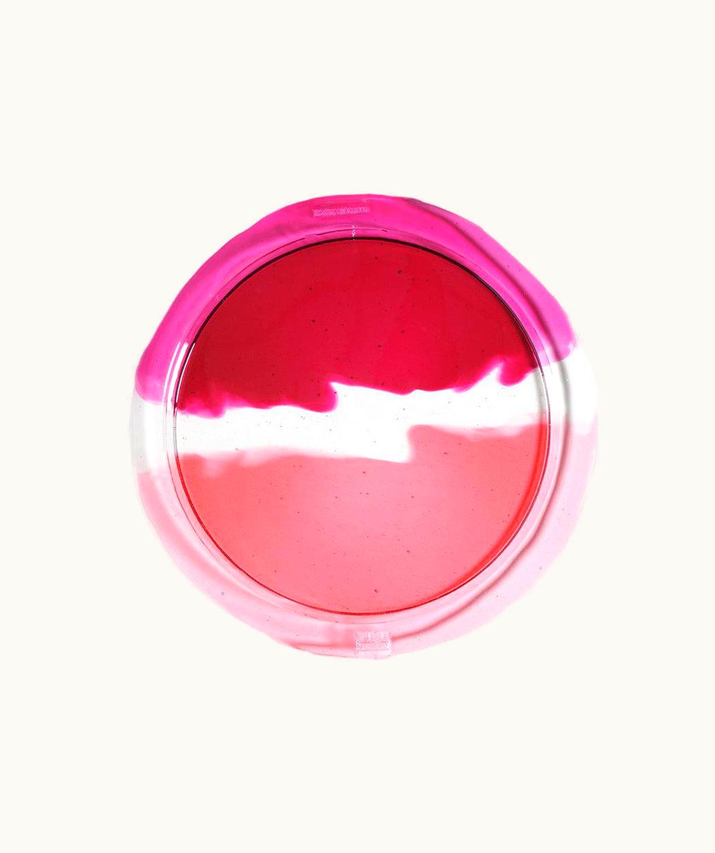 Gaetano Pesce Gaetano Pesce Try-Tray Large Round Tray In Clear Pink, Clear, Fuchsia By Gaetano Pesce