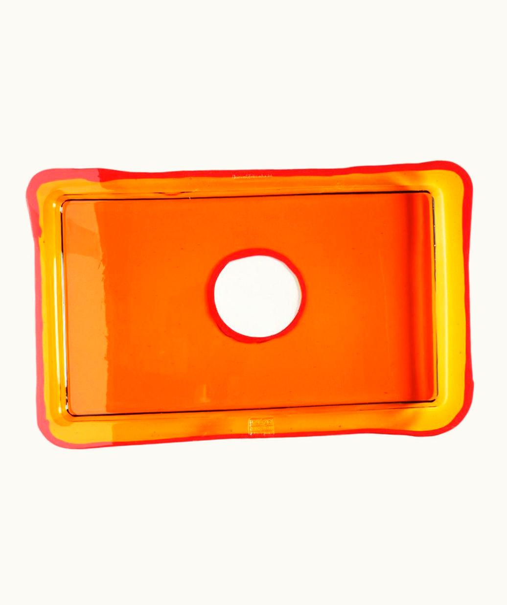 Gaetano Pesce Try-Tray Small Rectangular Tray In Clear Orange, Matt Orange By Gaetano Pesce