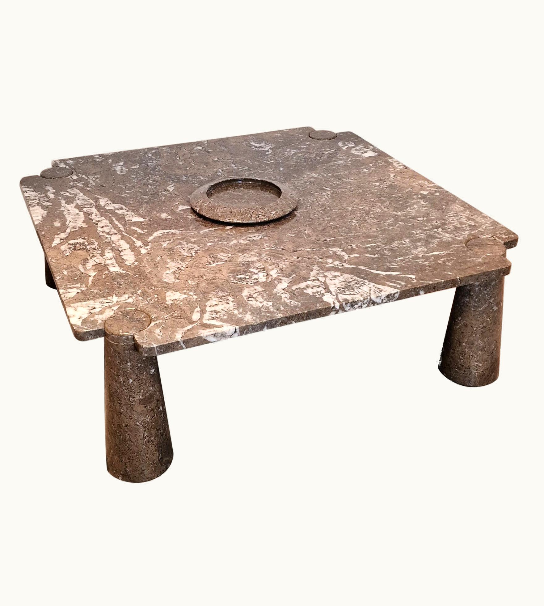 Angelo Mangiarotti Angelo Mangiarotti Square Grey Marble Coffee Table And Scale Form Angelo Mangiarotti