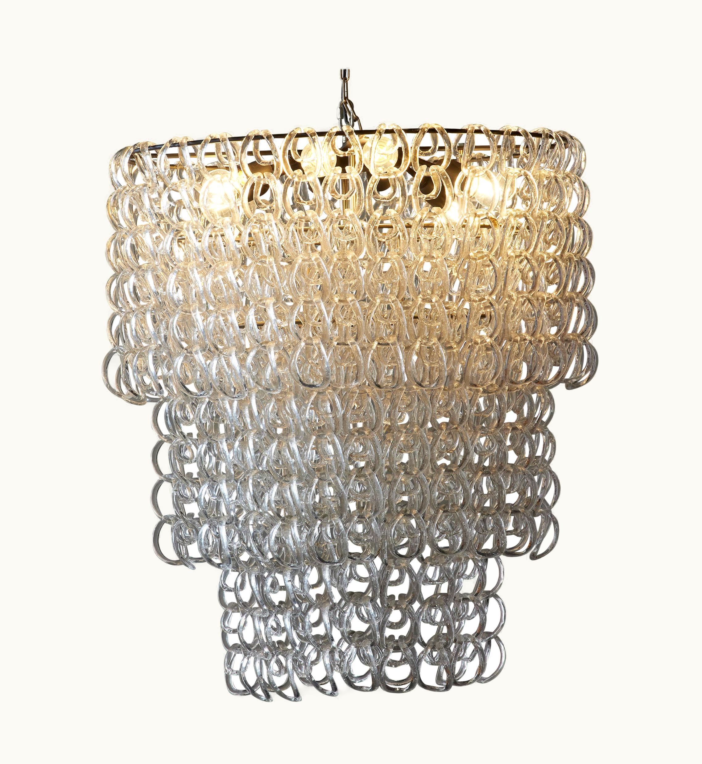 Angelo Mangiarotti Angelo Mangiarotti Oval Glass Chandelier By Angelo Mangiarotti For VIstosi