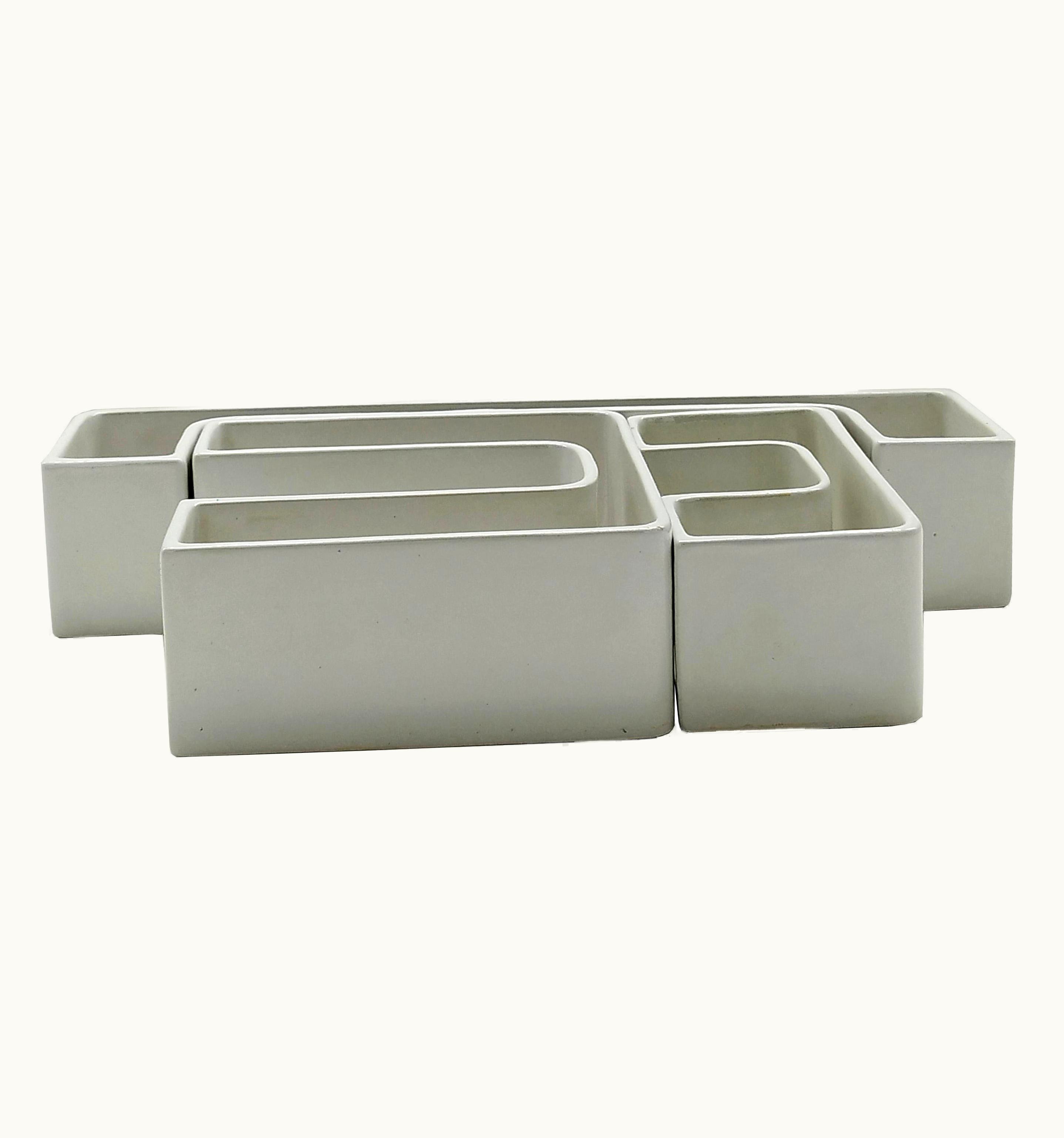 Angelo Mangiarotti Angelo Mangiarotti For Danese Milano White Ceramic Tremiti Vases, Italy, 1960s