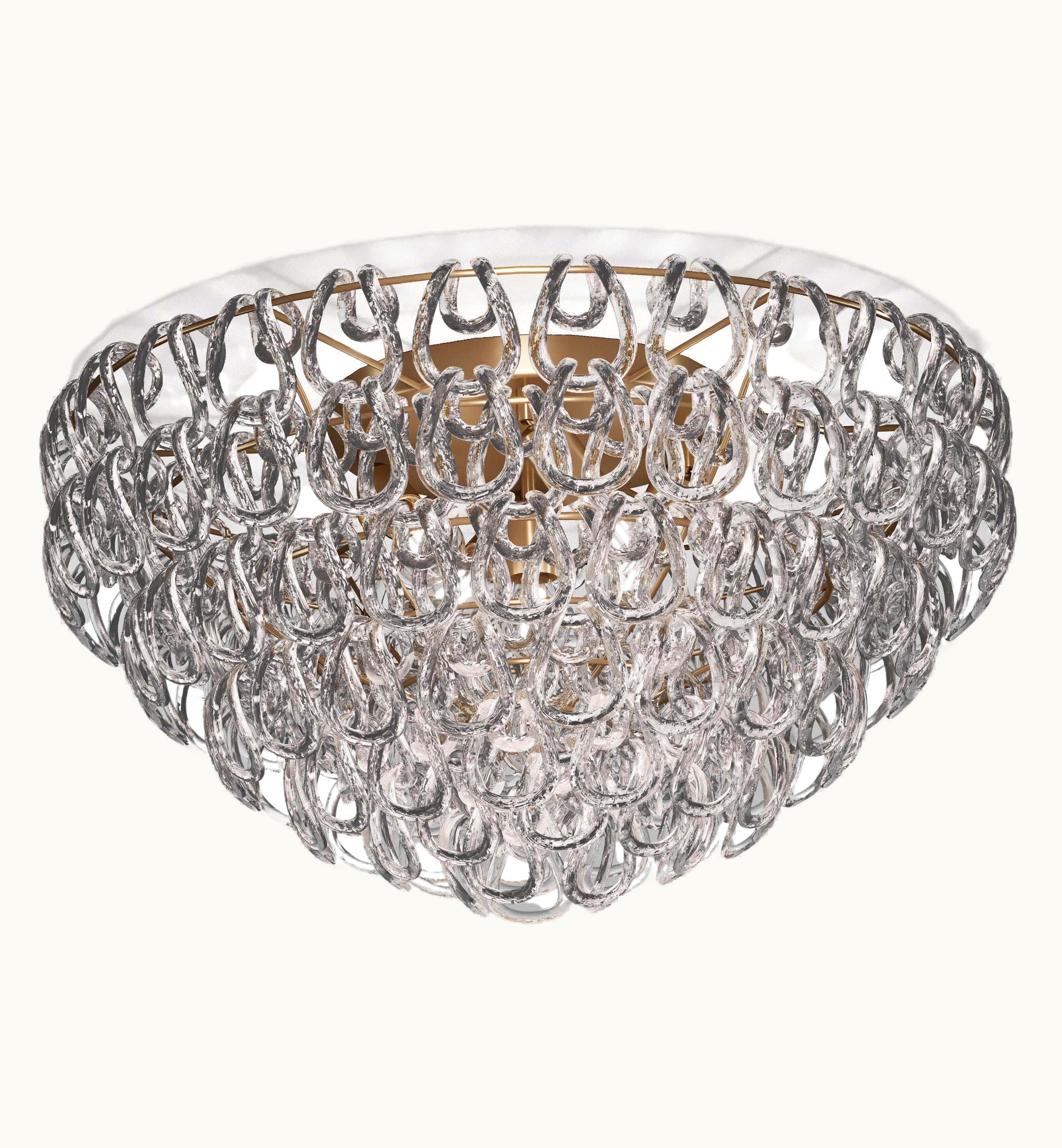 Angelo Mangiarotti Angelo Mangiarotti VIstosi Giogali PL 80 Flush Mount In Crystal Transparent With Matt Bronze Frame