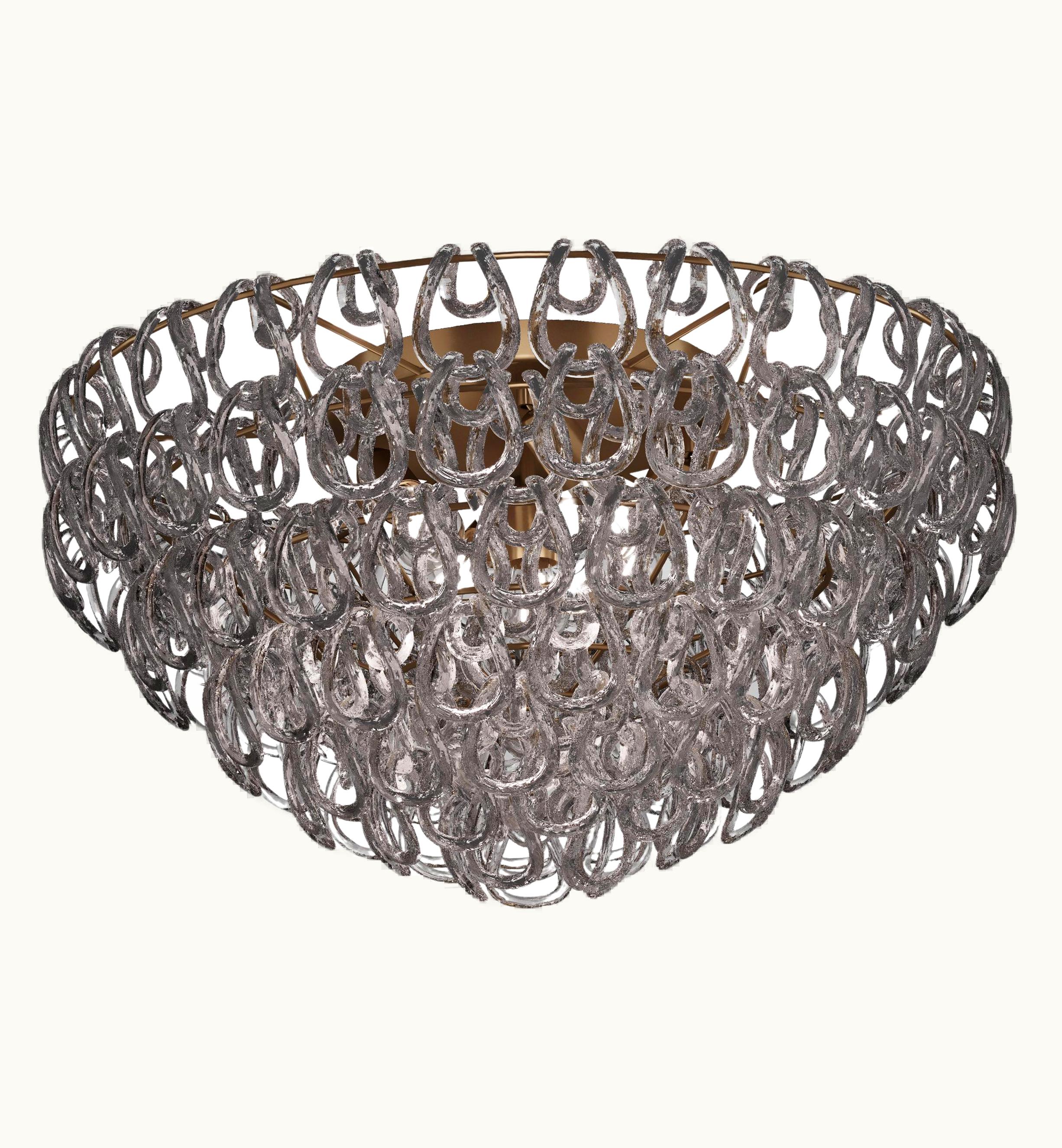 Angelo Mangiarotti Angelo Mangiarotti VIstosi Giogali PL 80 Flush Mount In Crystal Smoky With Matt Bronze Frame