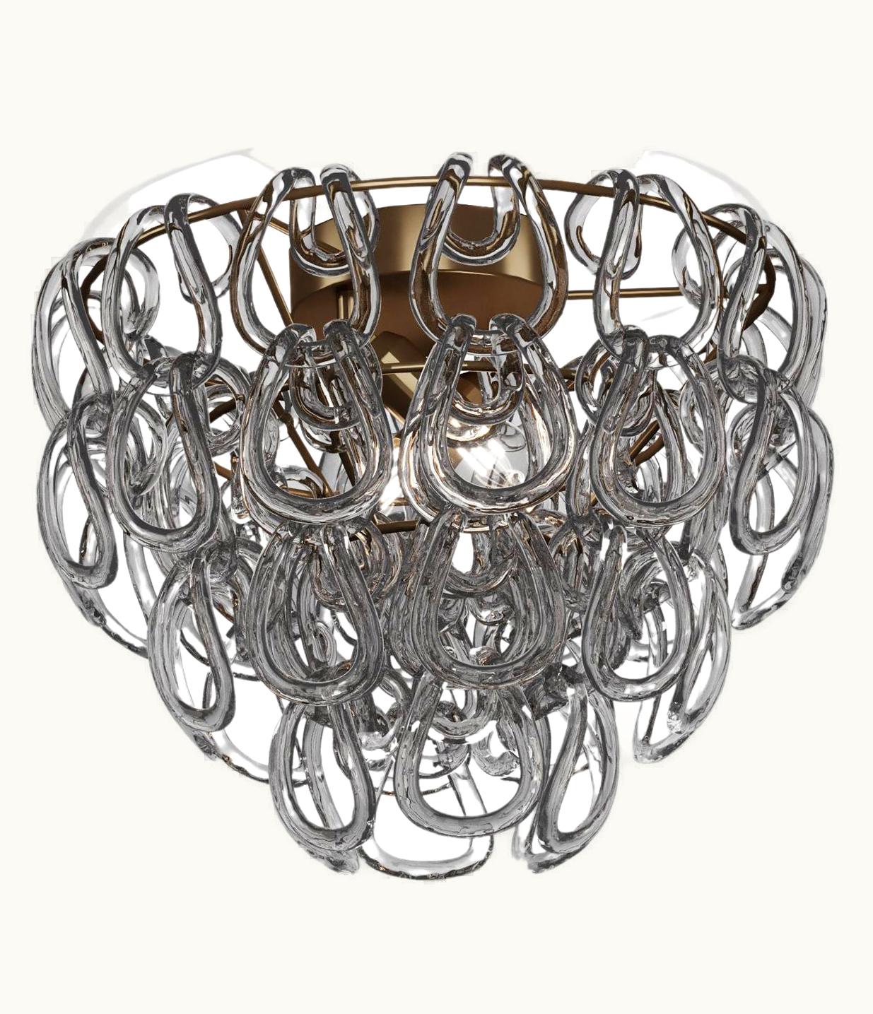 Angelo Mangiarotti Angelo Mangiarotti VIstosi Giogali PL 40 Flush Mount In Crystal Smoky With Matt Bronze Frame