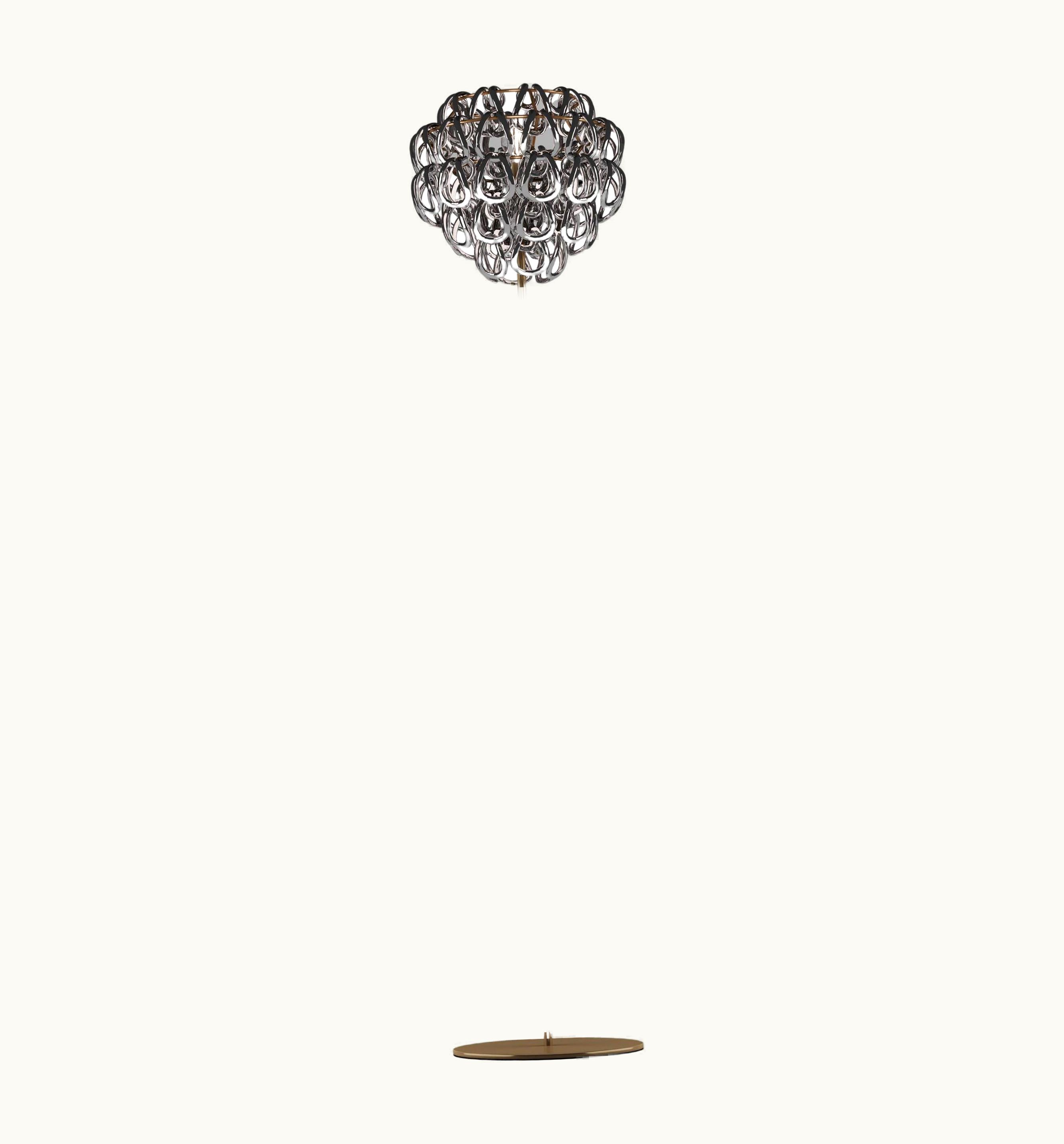 Angelo Mangiarotti Angelo Mangiarotti VIstosi Giogali Floor Lamp In Crystal Black Nickel With Matt Bronze Frame
