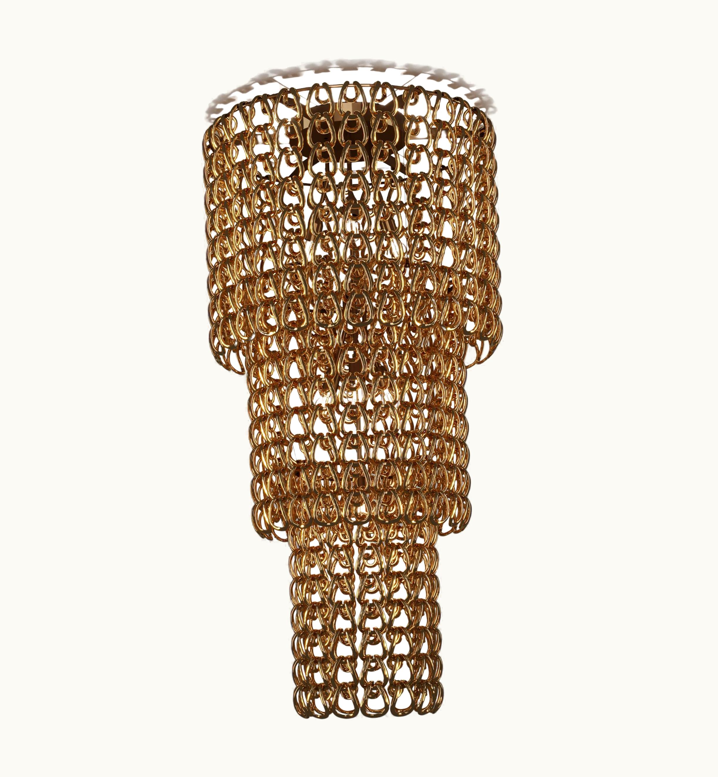 Angelo Mangiarotti Angelo Mangiarotti VIstosi Giogali PL CA3 Flush Mount In Crystal Gold With Matt Bronze Frame