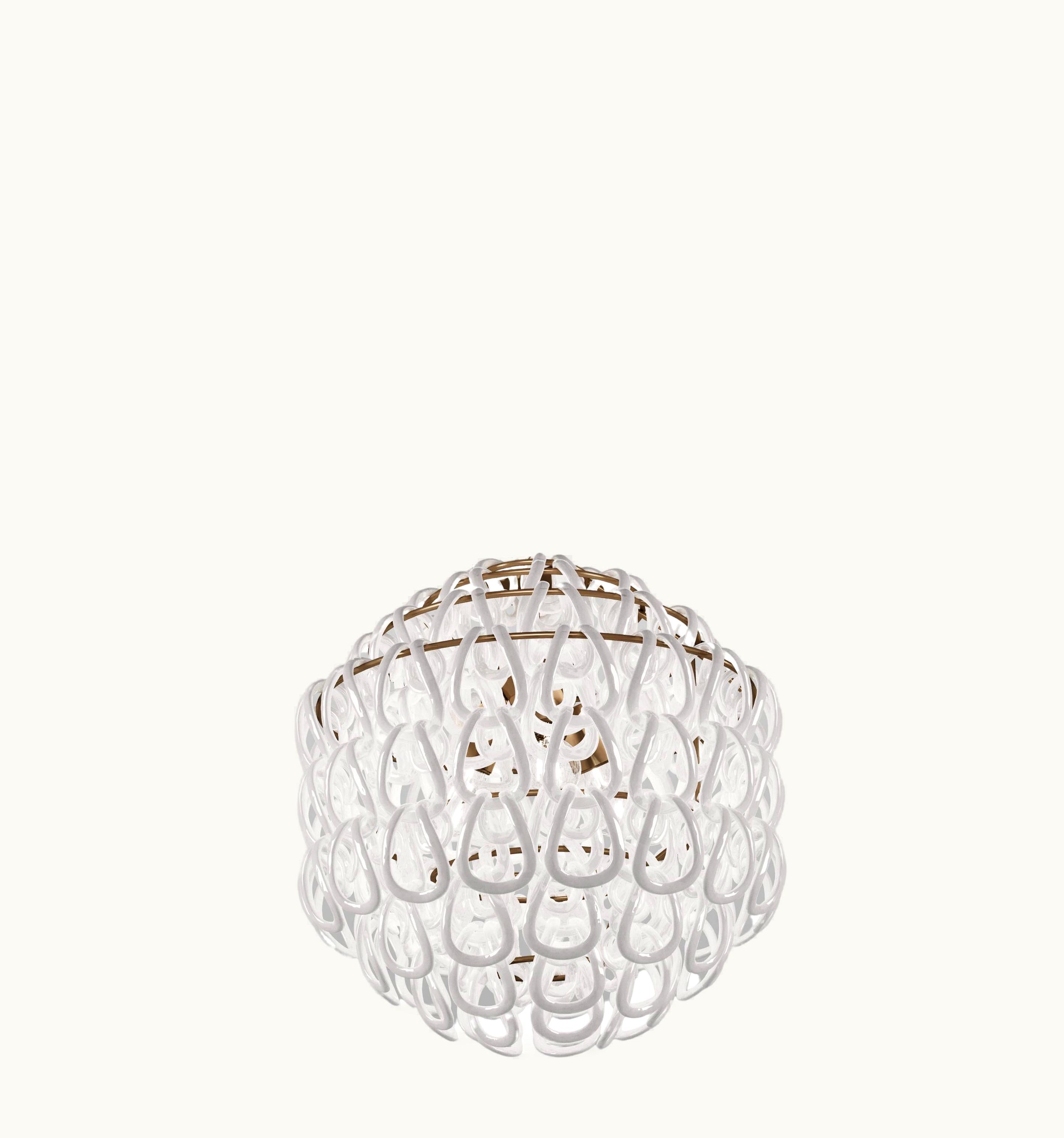 Angelo Mangiarotti Angelo Mangiarotti VIstosi Giogali SP 50 Pendant Light In White Glass With Matt Bronze Frame