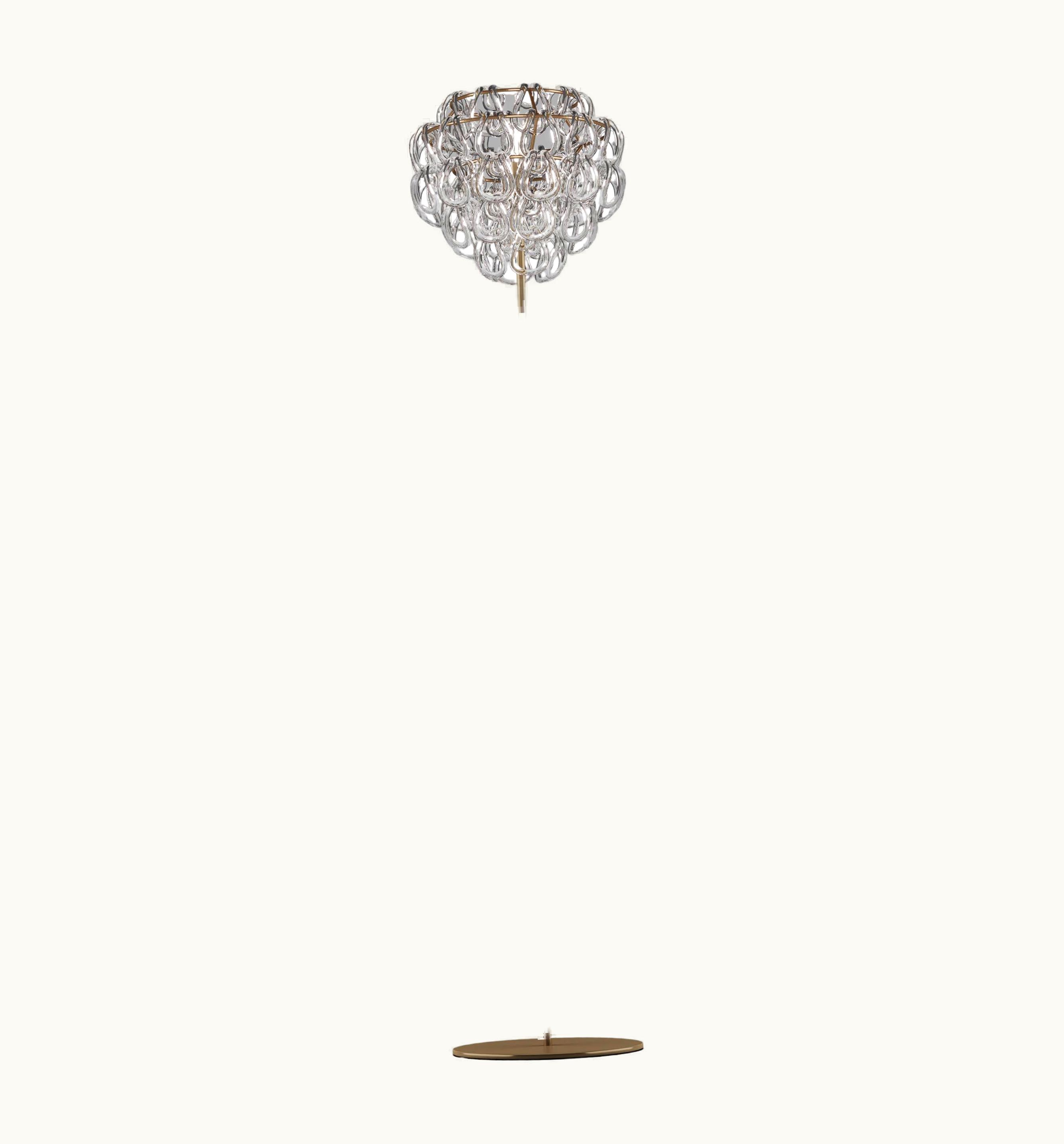Angelo Mangiarotti Angelo Mangiarotti VIstosi Giogali Floor Lamp In Crystal Transparent With Matt Bronze Frame