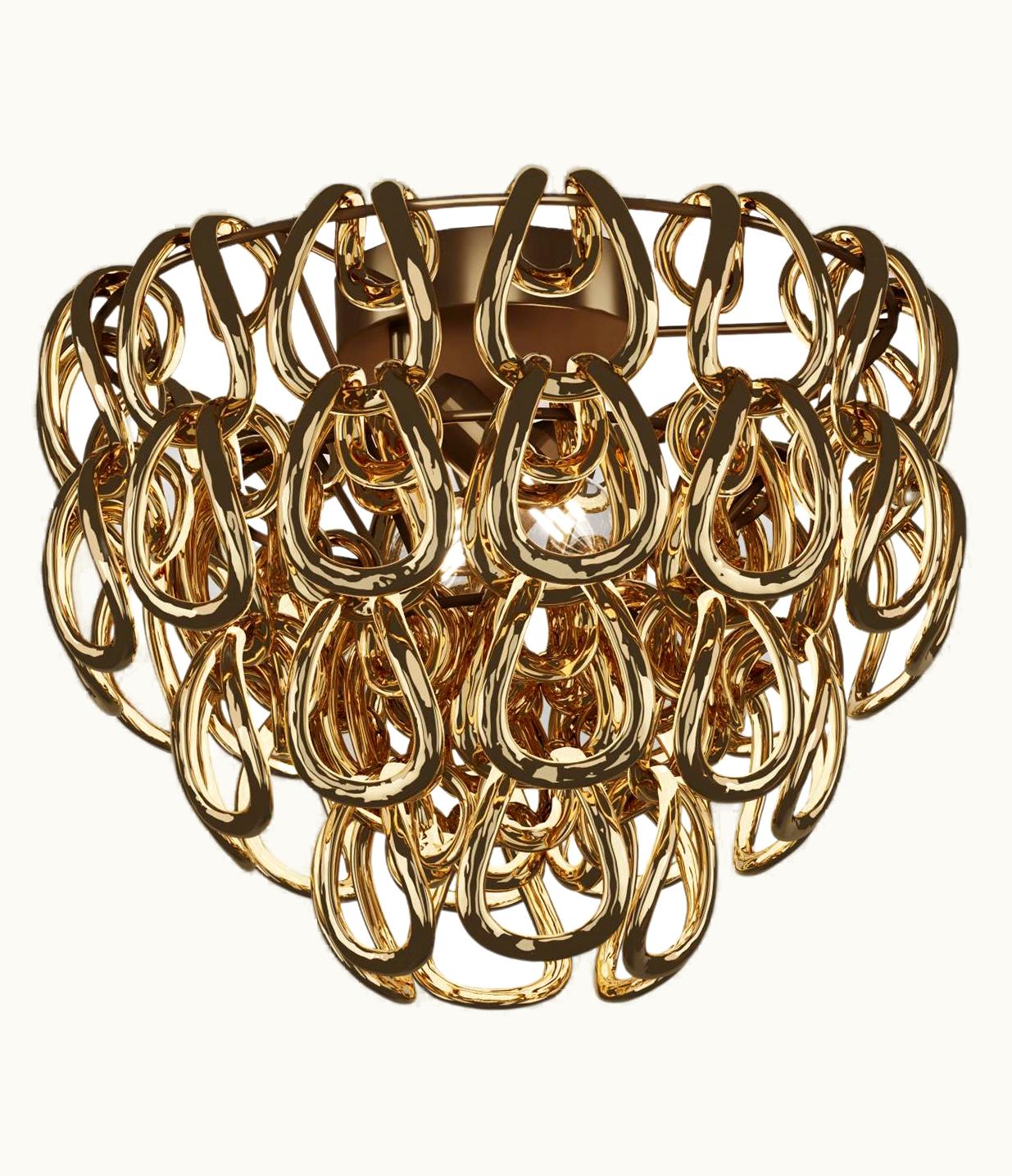 Angelo Mangiarotti Angelo Mangiarotti VIstosi Giogali PL 40 Flush Mount In Crystal Gold With Matt Bronze Frame