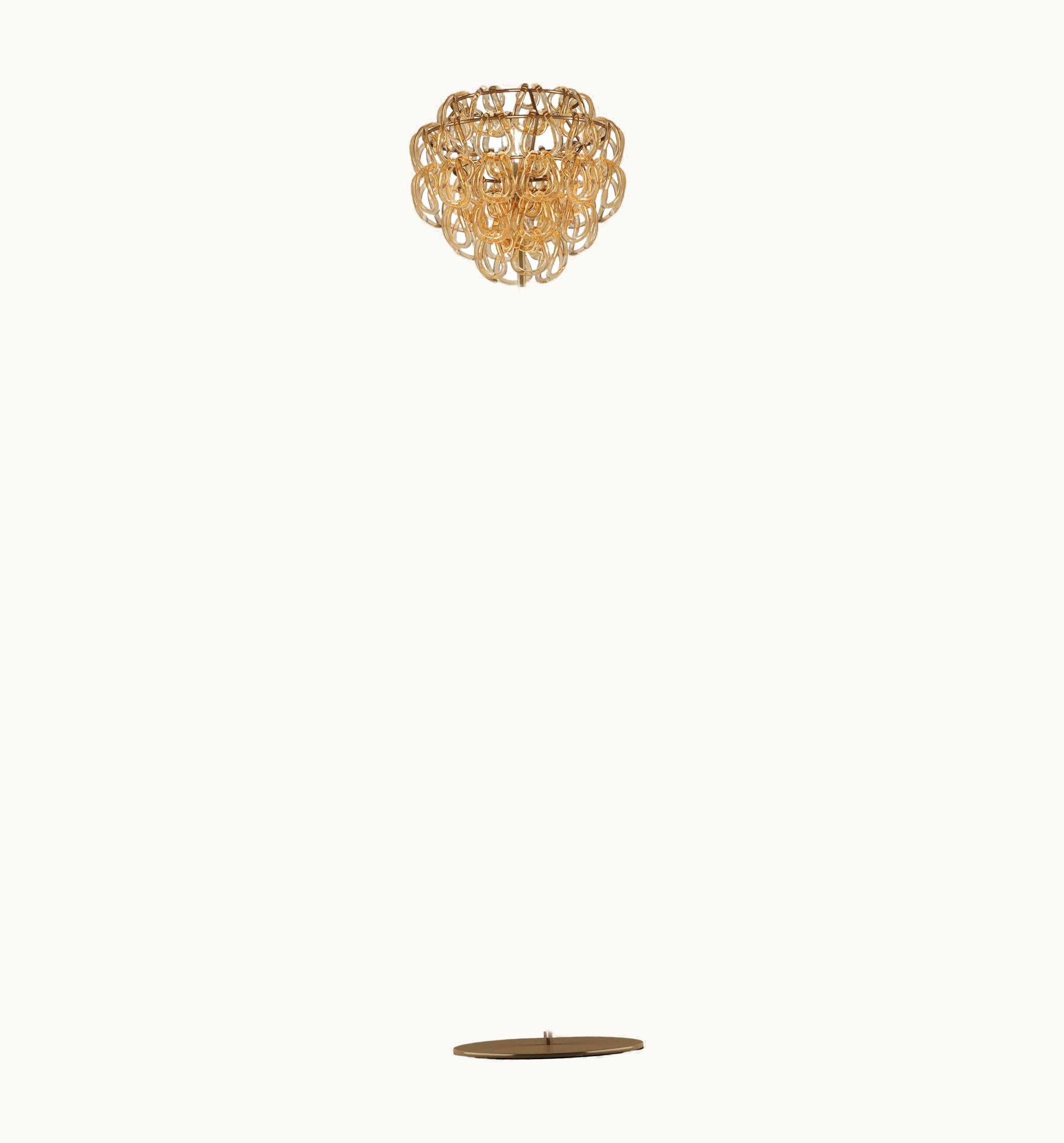 Angelo Mangiarotti Angelo Mangiarotti VIstosi Giogali Floor Lamp In Crystal Amber With Matt Bronze Frame