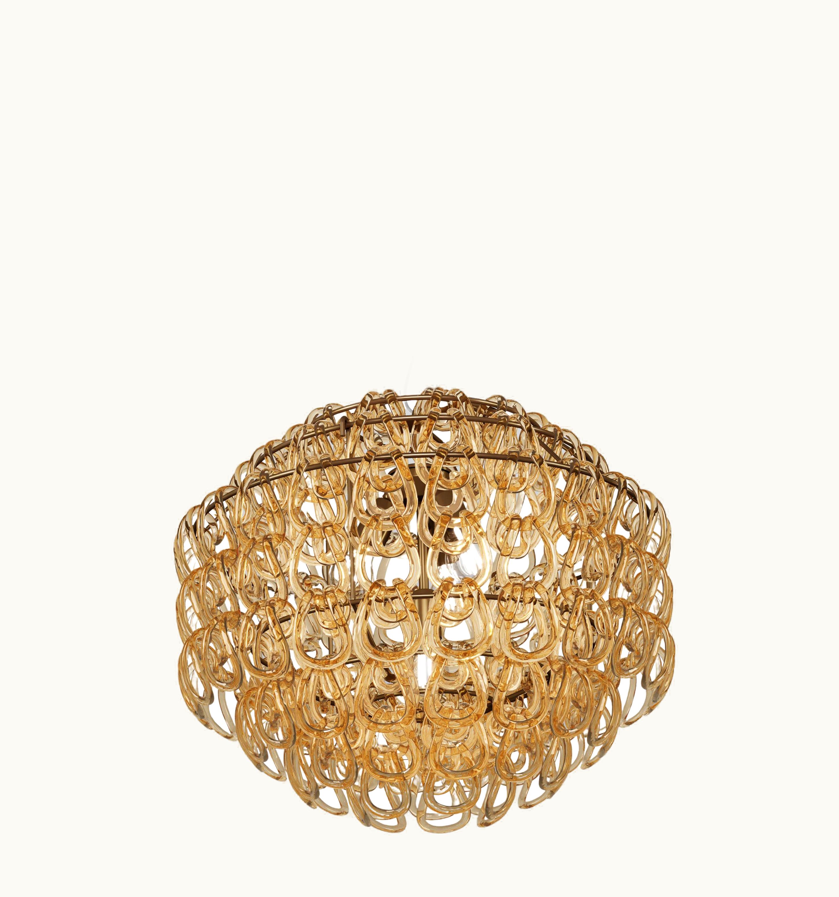 Angelo Mangiarotti Angelo Mangiarotti VIstosi Giogali SP 65 Pendant Light In Crystal Amber With Matt Bronze Frame