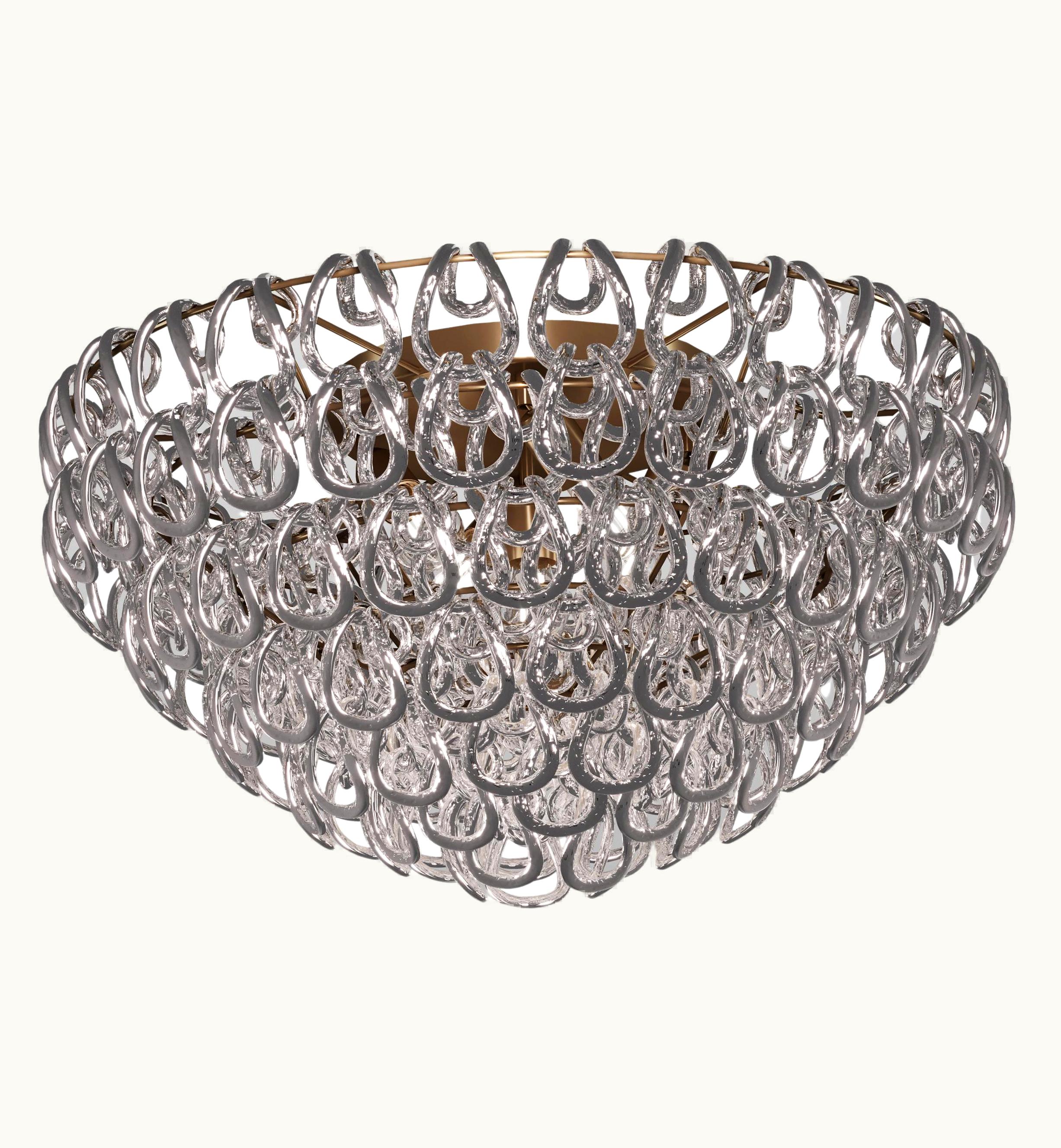 Angelo Mangiarotti Angelo Mangiarotti VIstosi Giogali PL 80 Flush Mount In Crystal Silver With Matt Bronze Frame