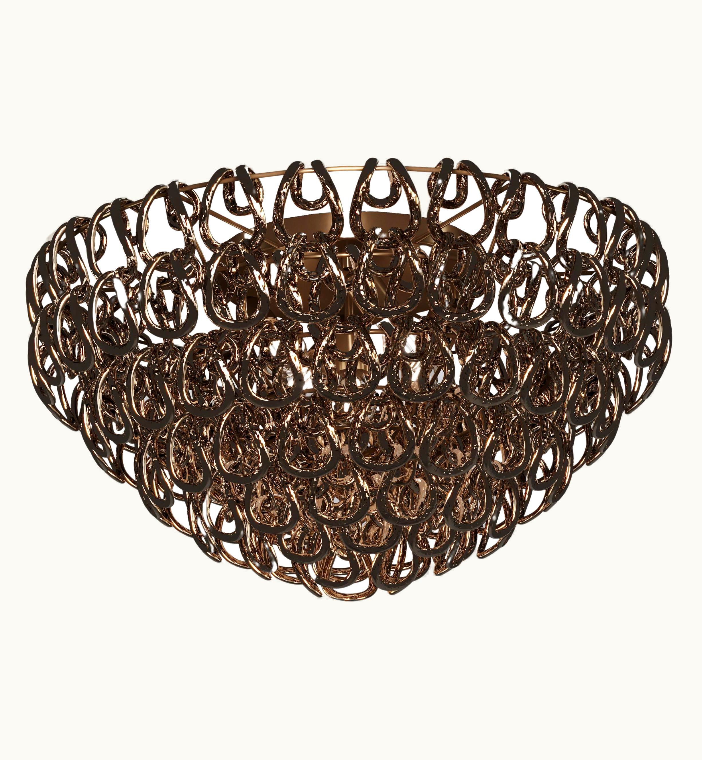 Angelo Mangiarotti Angelo Mangiarotti VIstosi Giogali PL 80 Flush Mount In Crystal Bronze With Matt Bronze Frame
