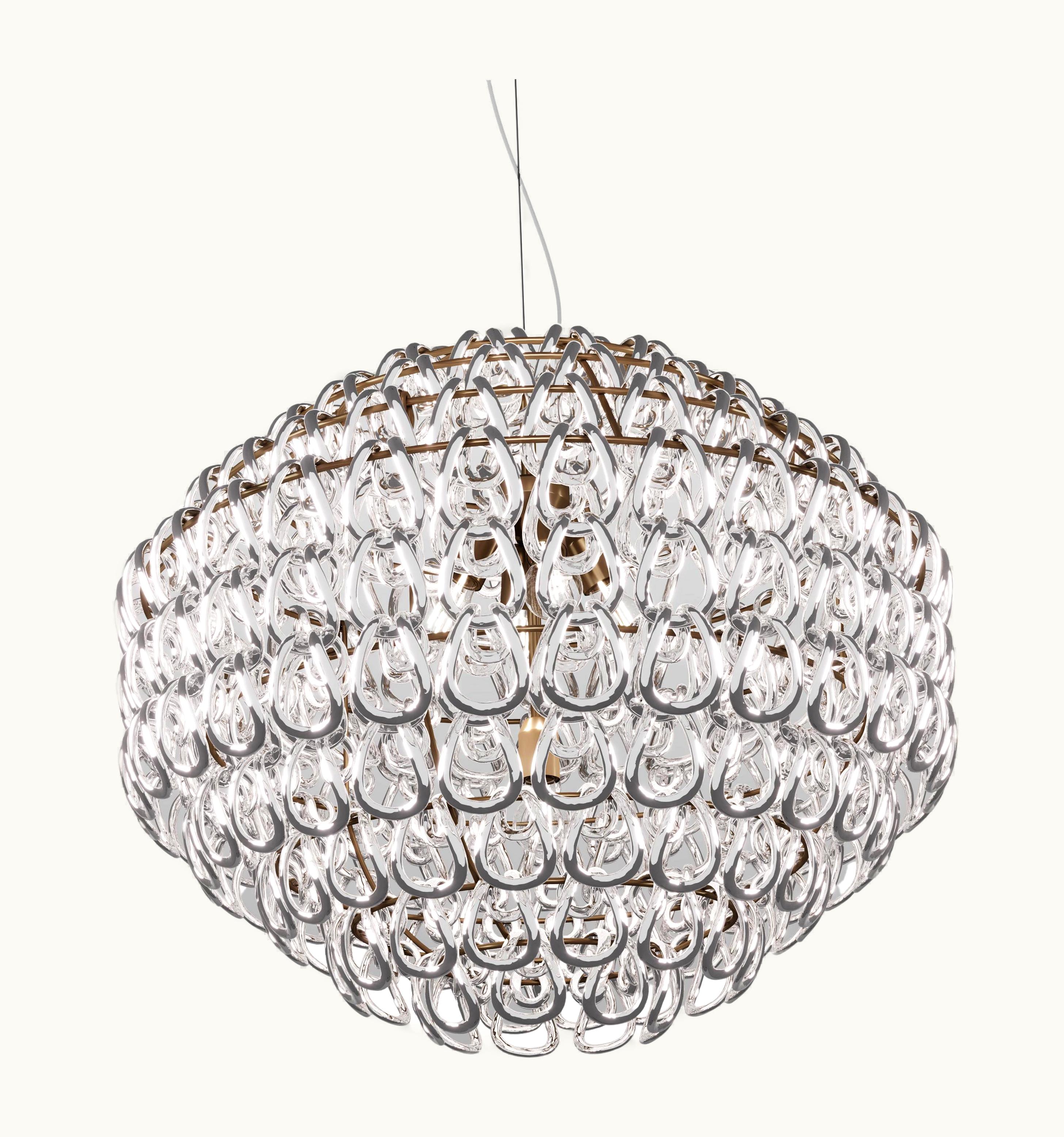 Angelo Mangiarotti Angelo Mangiarotti VIstosi Giogali SP 85 Pendant Light In Crystal Silver With Matt Bronze Frame