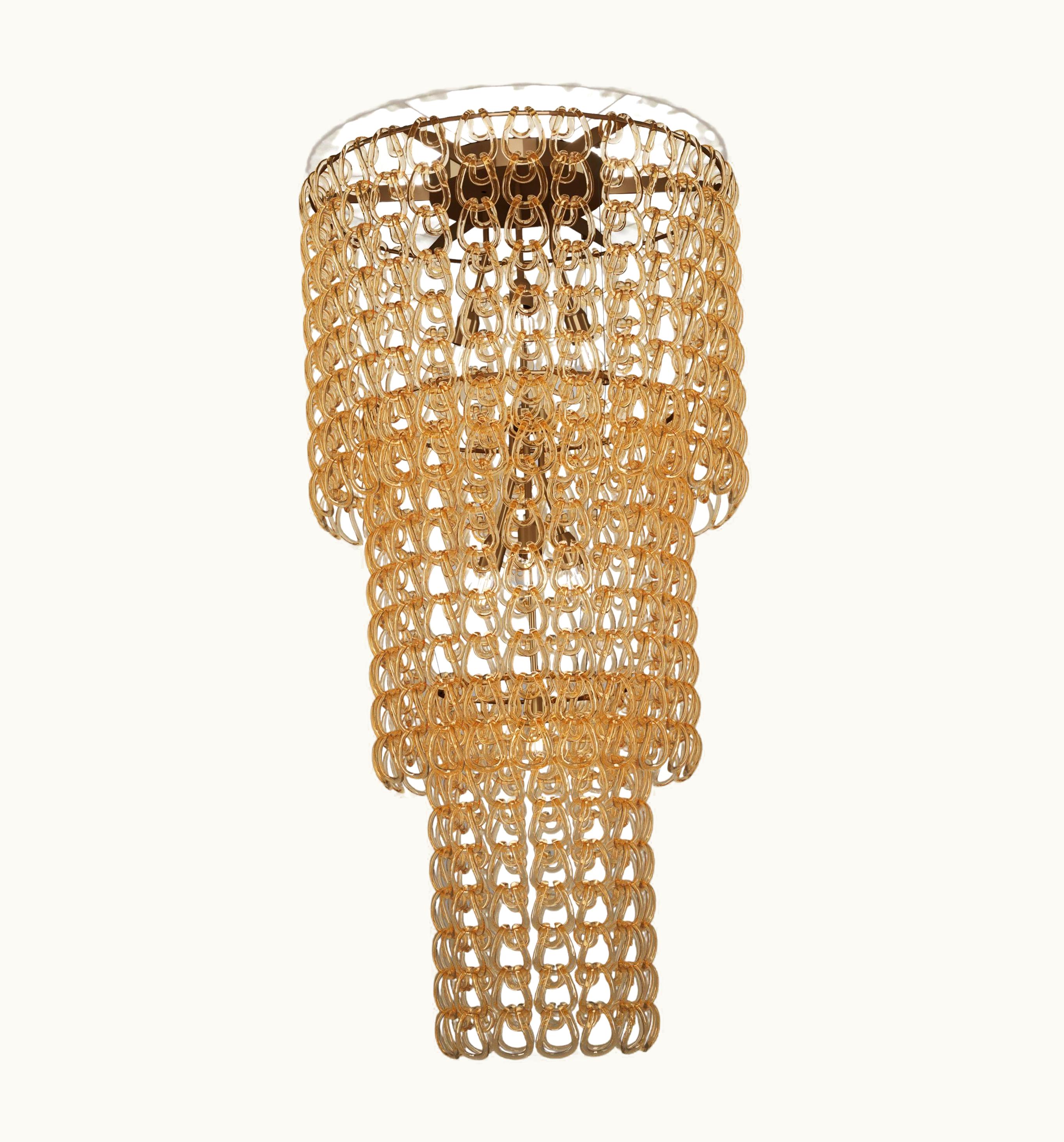 Angelo Mangiarotti Angelo Mangiarotti VIstosi Giogali PL CA3 Flush Mount In Crystal Amber With Matt Bronze Frame