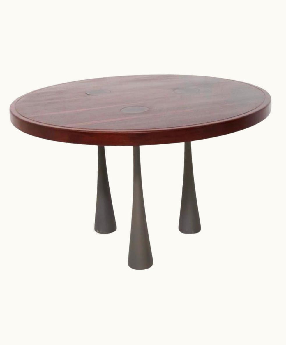 Angelo Mangiarotti Angelo Mangiarotti Round Table In Wood And Nickel-Plated Brass