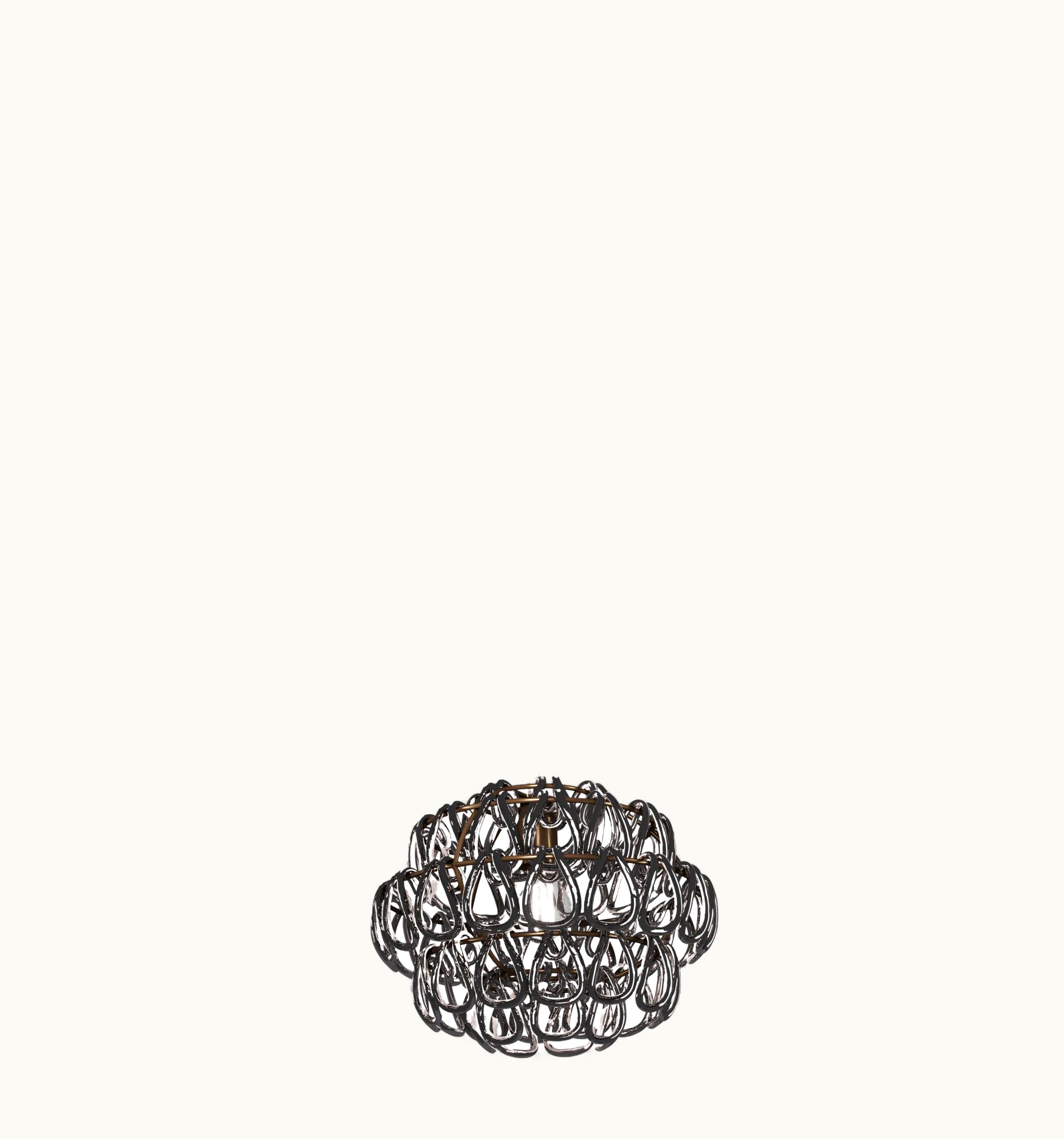 Angelo Mangiarotti Angelo Mangiarotti VIstosi Minigiogali SP 35 Pendant Light In Crystal Black Nickel W Bronze Frame