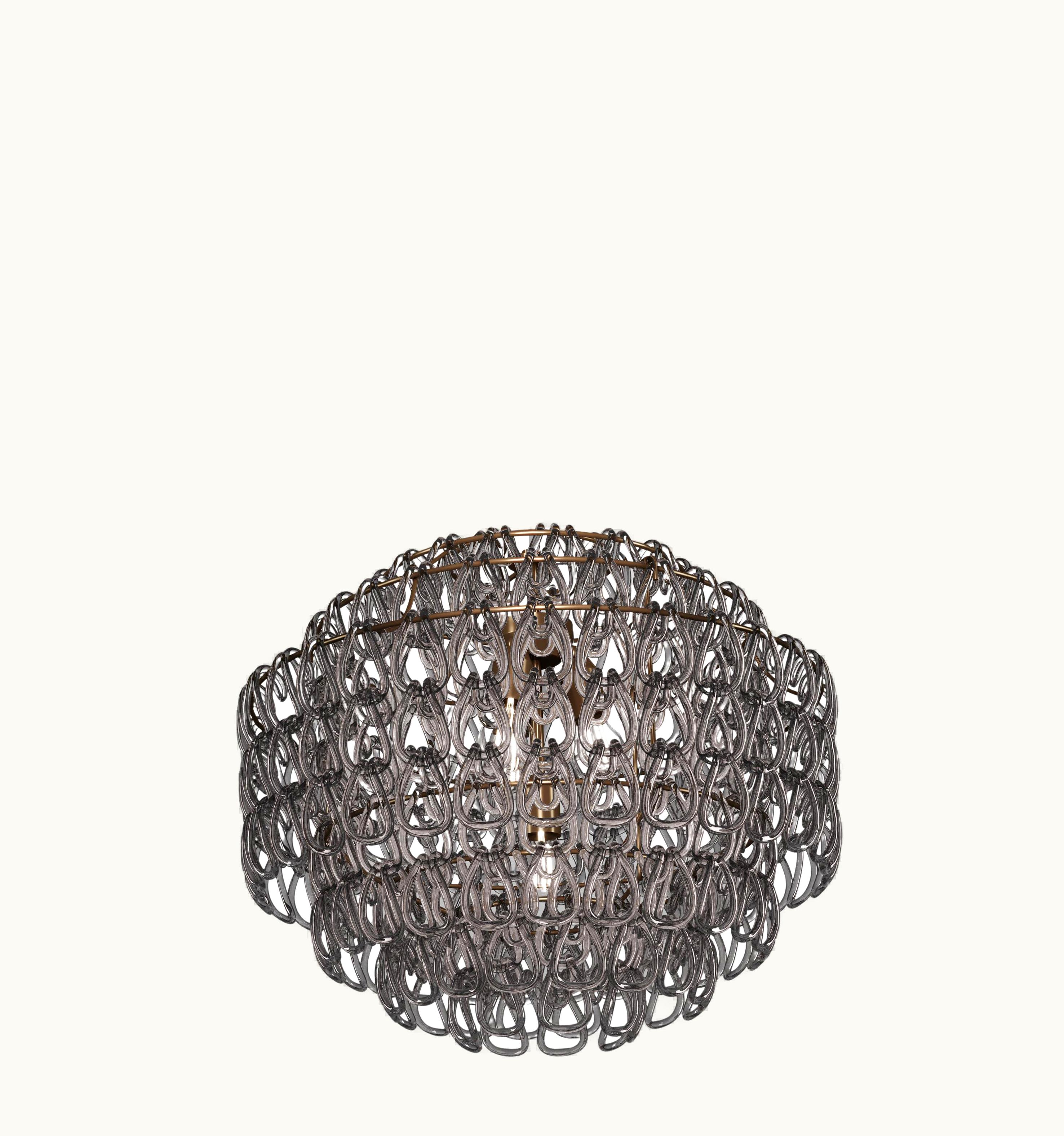 Angelo Mangiarotti Angelo Mangiarotti VIstosi Minigiogali SP 65 Pendant Light In Crystal Smoky With Matt Bronze Frame