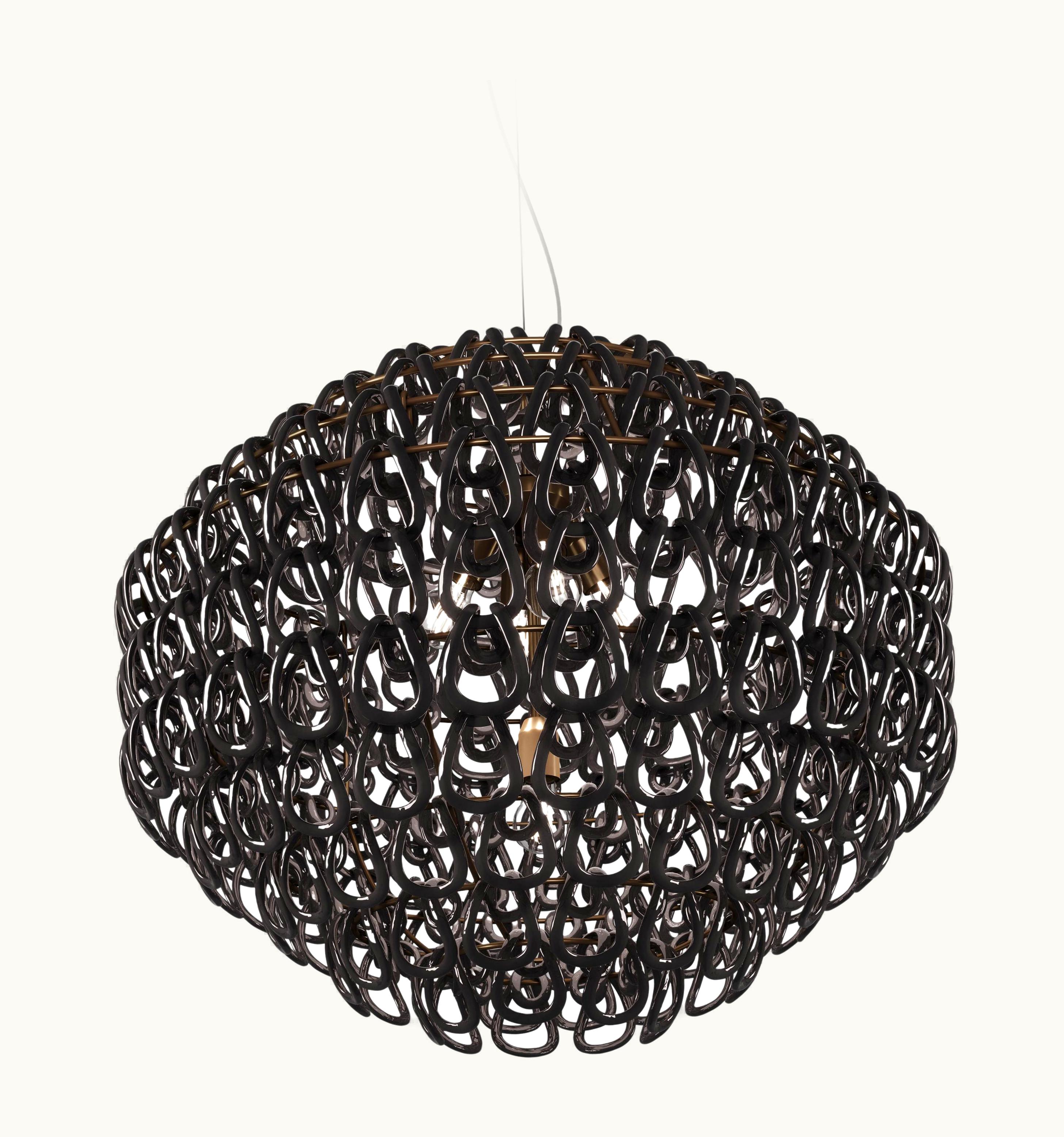 Angelo Mangiarotti Angelo Mangiarotti VIstosi Giogali SP 85 Pendant Light In Black Glass With Matt Bronze Frame