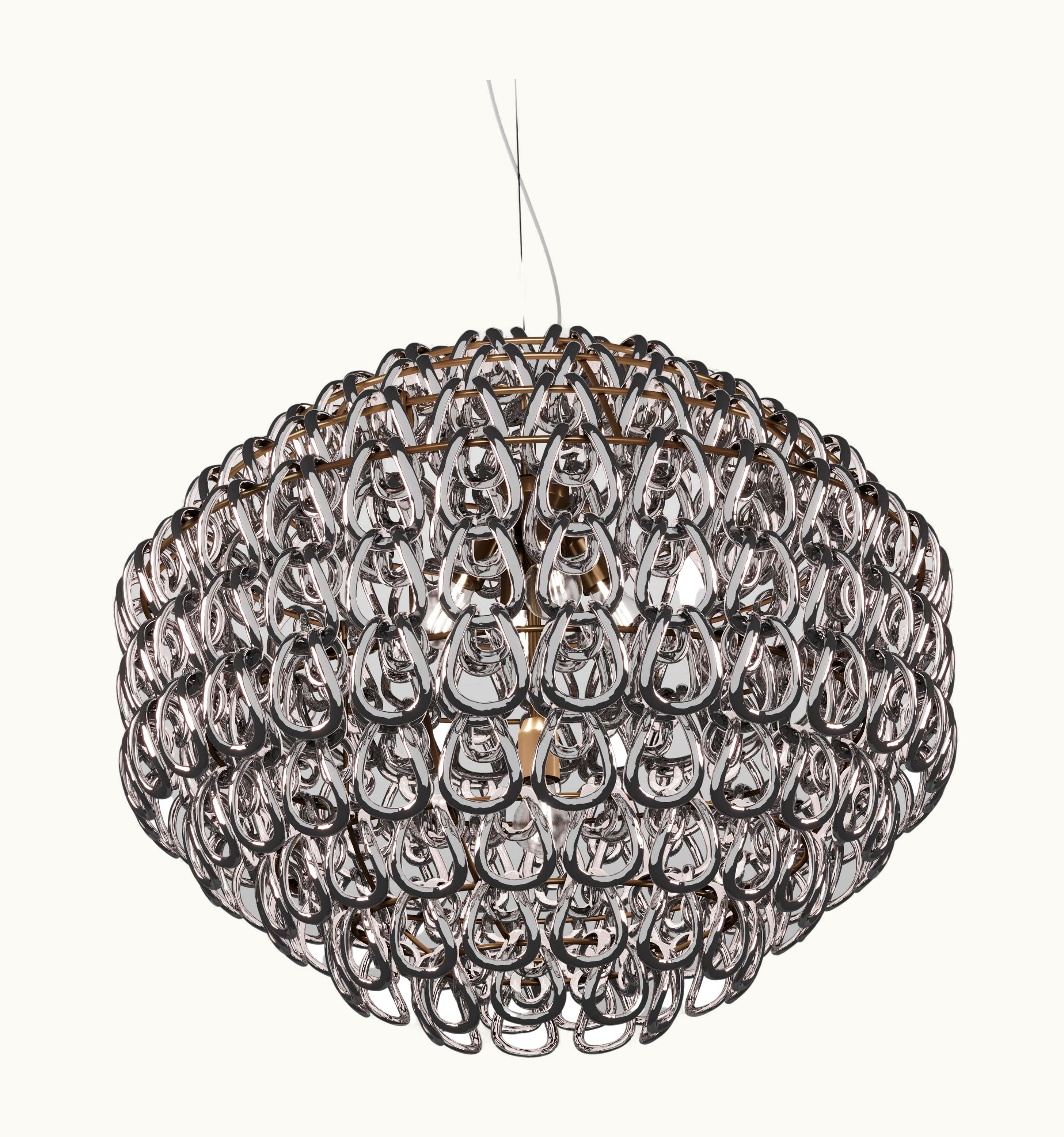 Angelo Mangiarotti Angelo Mangiarotti VIstosi Giogali SP 85 Pendant Light In Crystal Black Nickel W Matt Bronze Frame