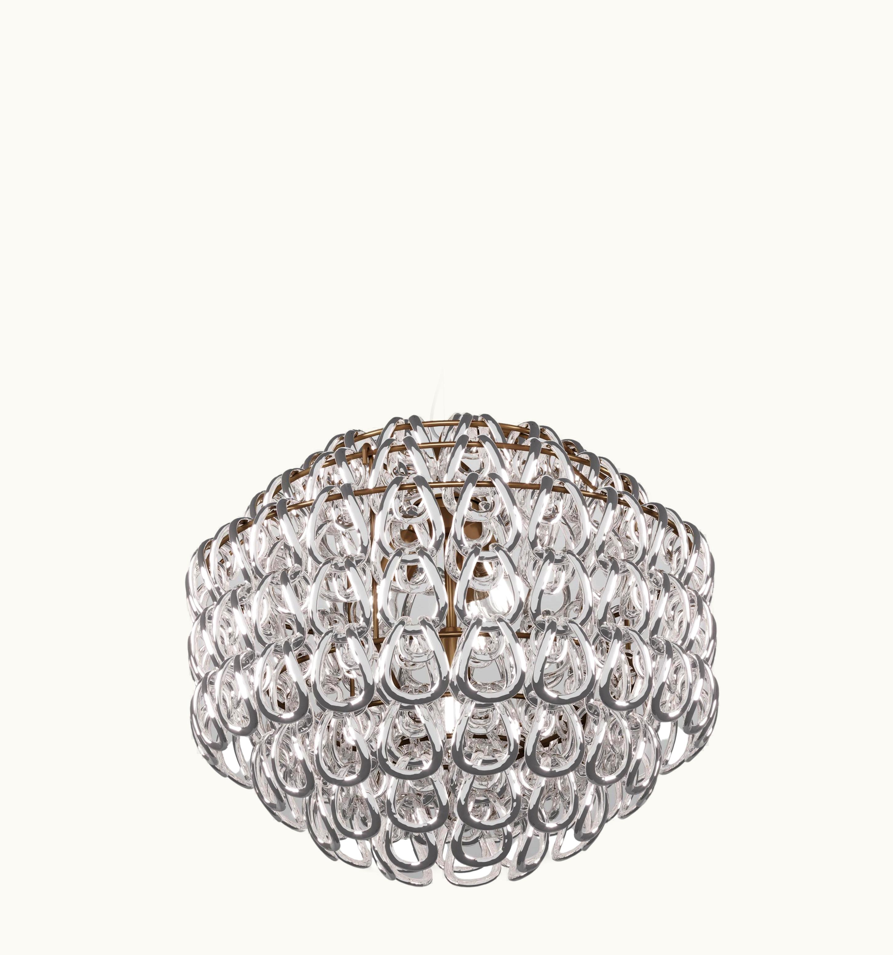 Angelo Mangiarotti Angelo Mangiarotti VIstosi Giogali SP 65 Pendant Light In Crystal Silver With Matt Bronze Frame